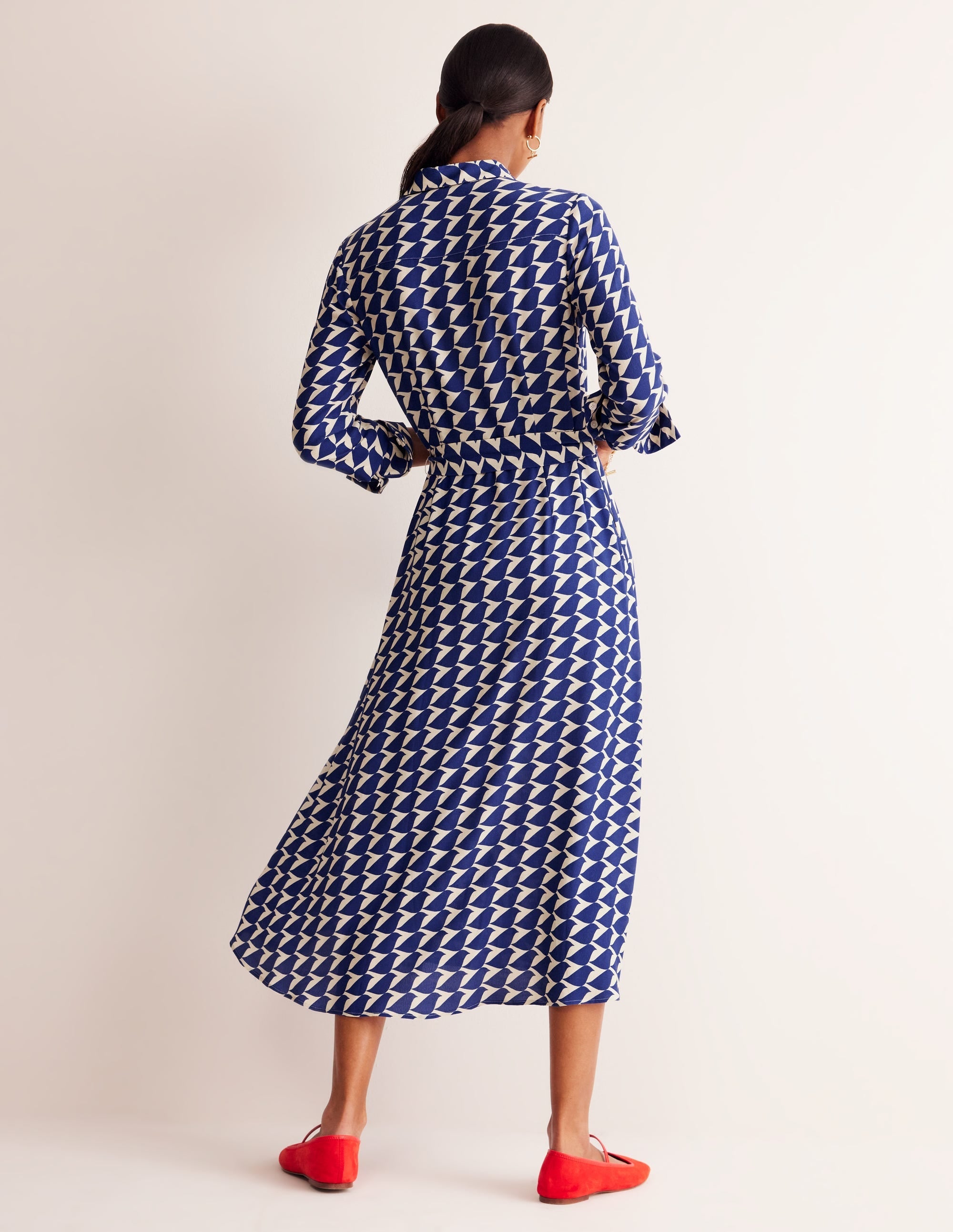 Kate Midi Shirt Dress-Mazarine Blue, Birdie - Image 3