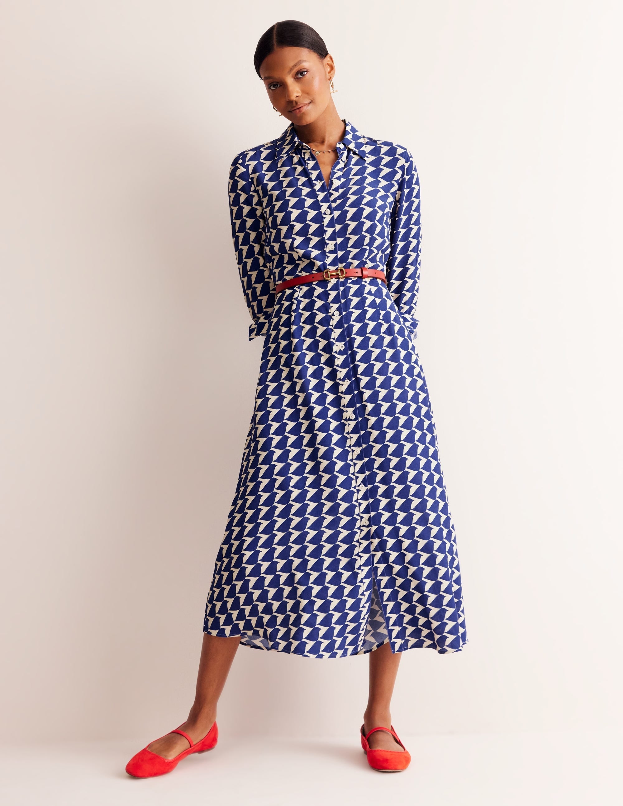 Kate Midi Shirt Dress-Mazarine Blue, Birdie - Image 4