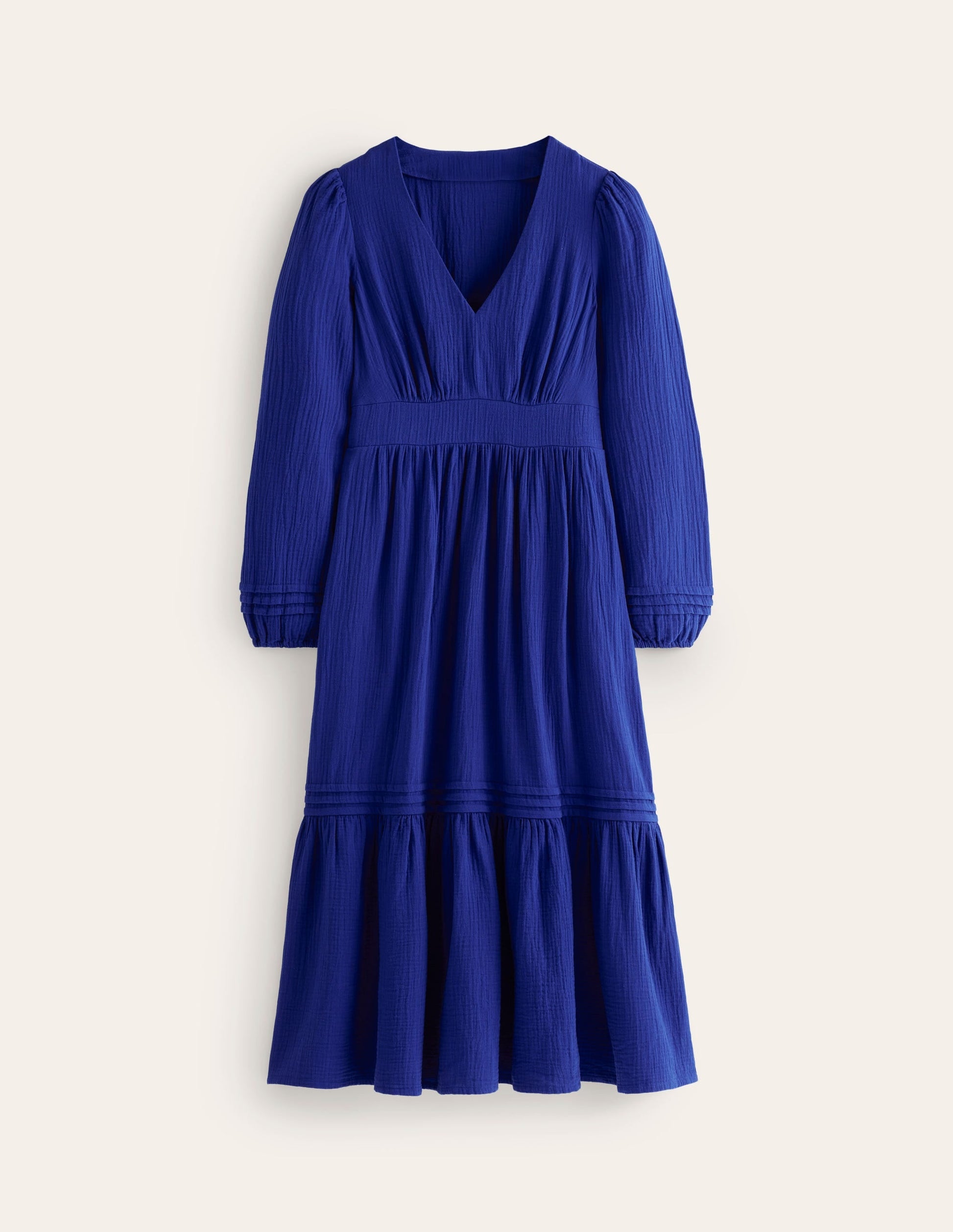 Eve Sleeved Double Cloth Dress-Mazarine Blue-5