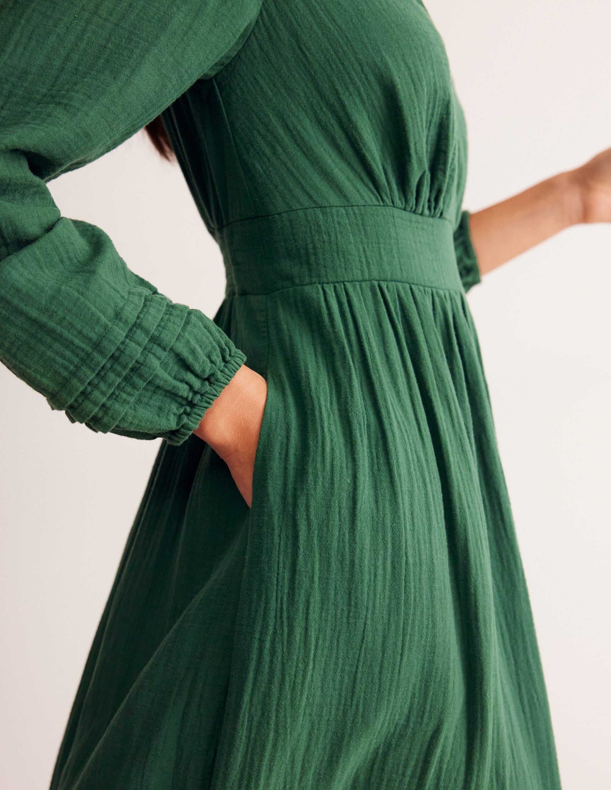 Eve Sleeved Double Cloth Dress-Eden-3