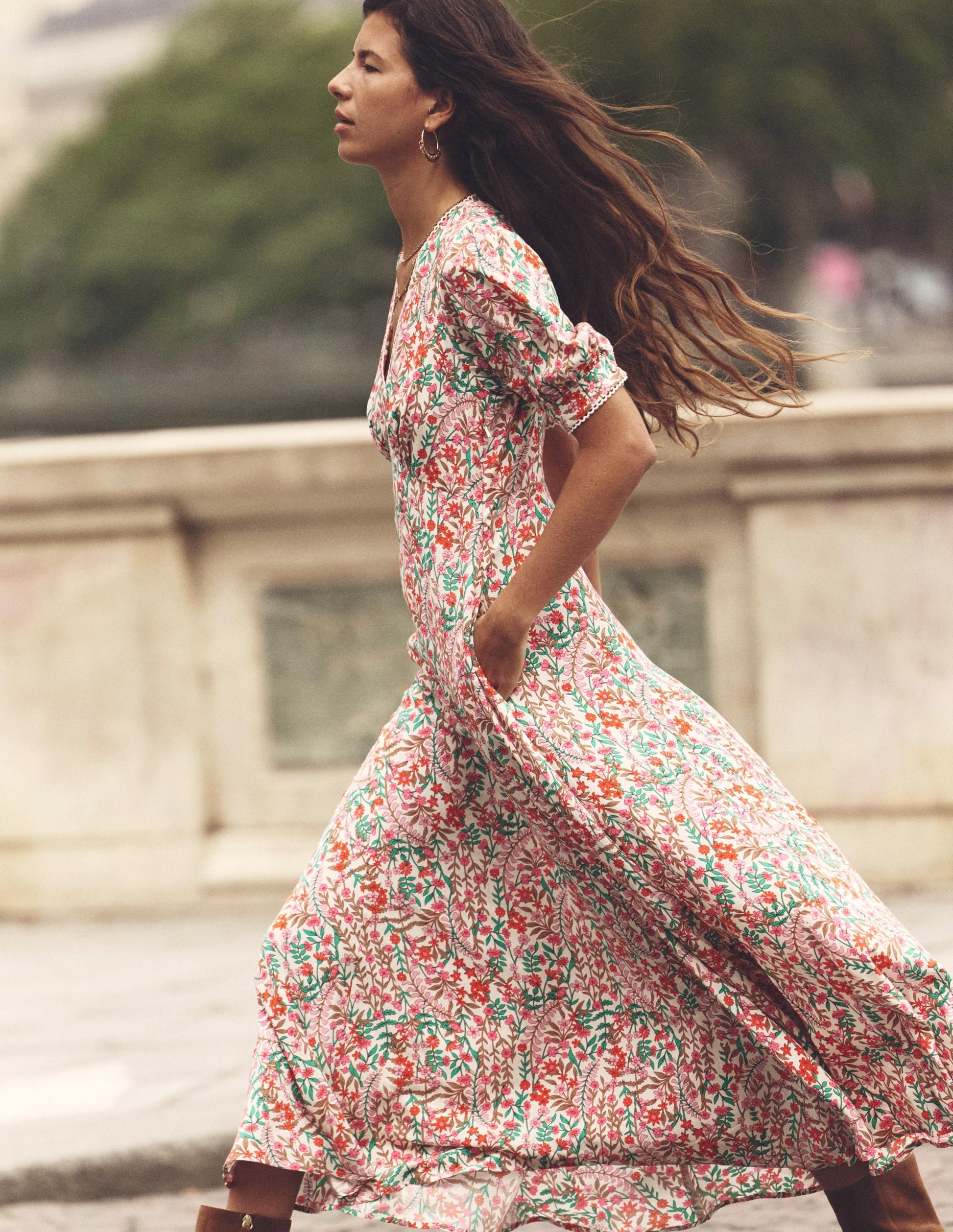 Rosie Godet Tea Dress-Multi, Foliage Bud-5