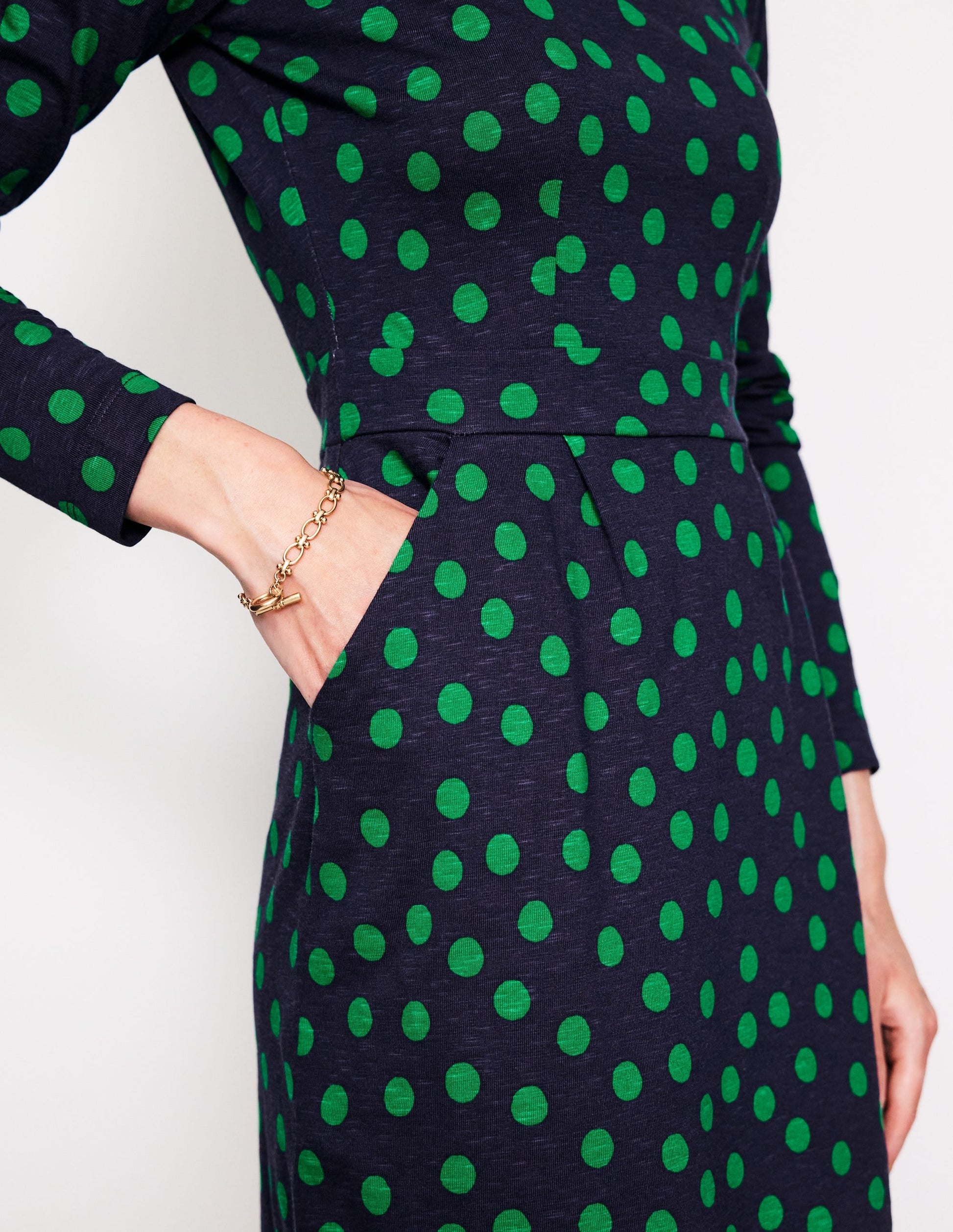 Florrie Long Sleeve Dress-Navy, Abstract Dot-2