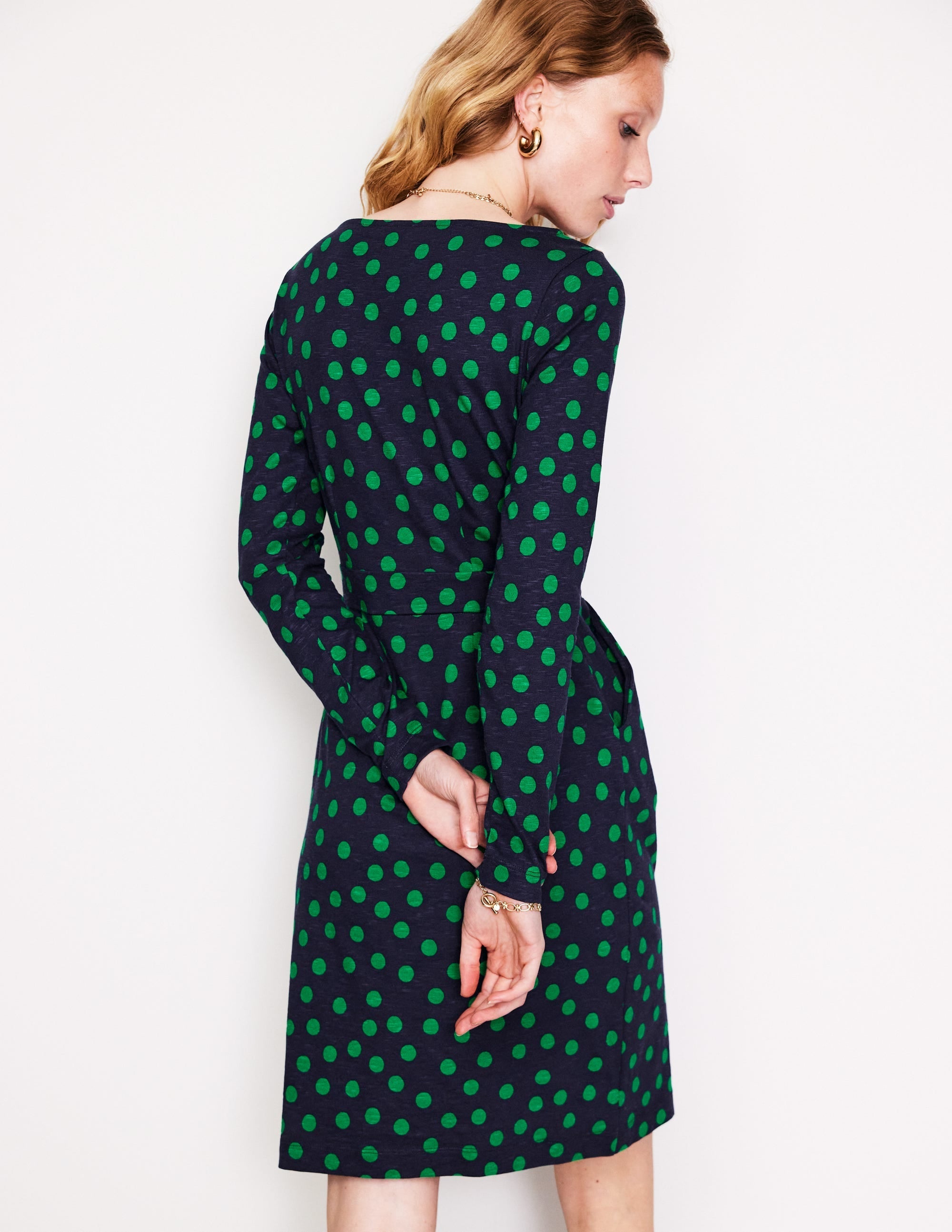 Florrie Long Sleeve Dress-Navy, Abstract Dot - Image 3