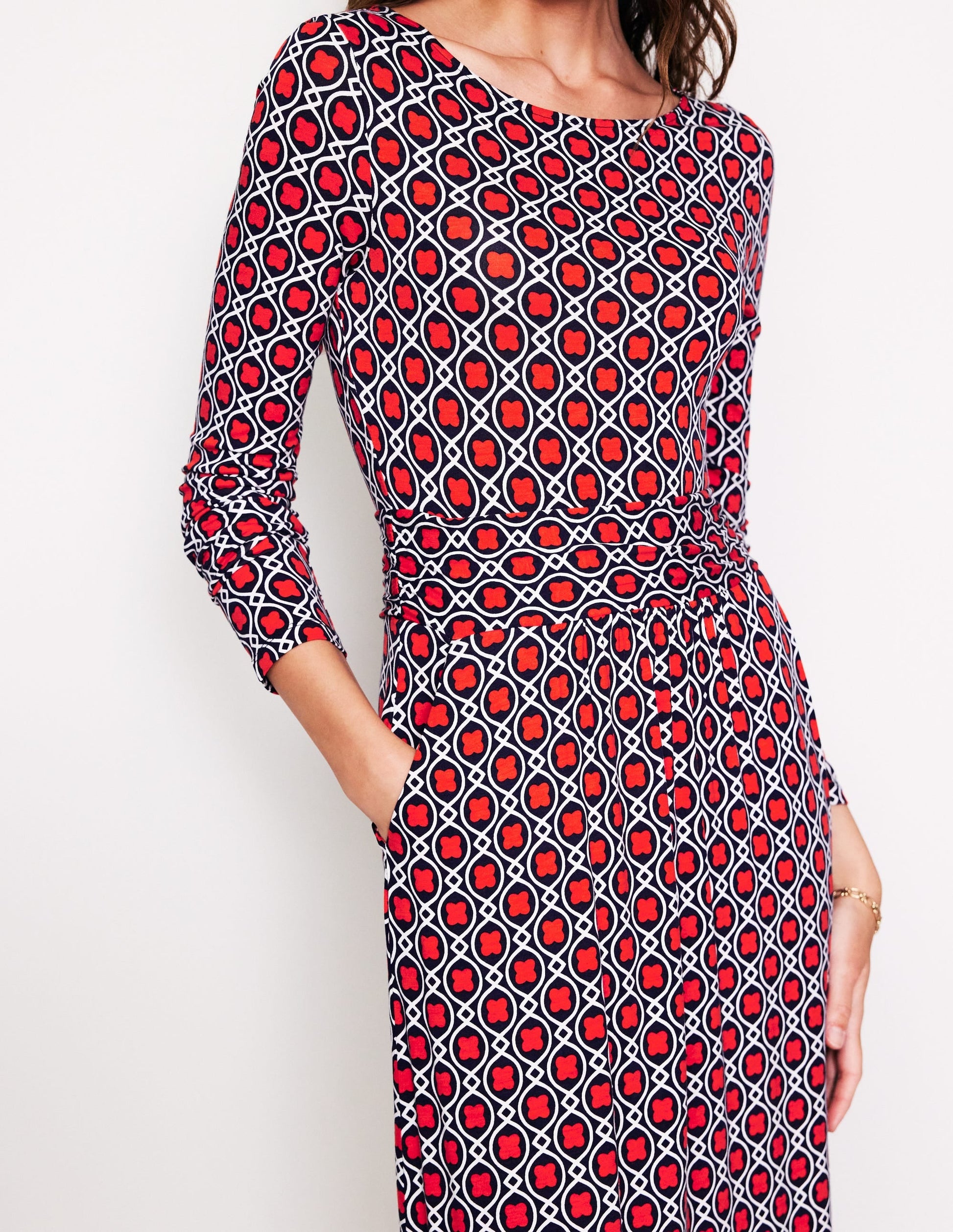 Amelie Long Sleeve Midi Dress-Blaze Orange, Clover Terrace-2