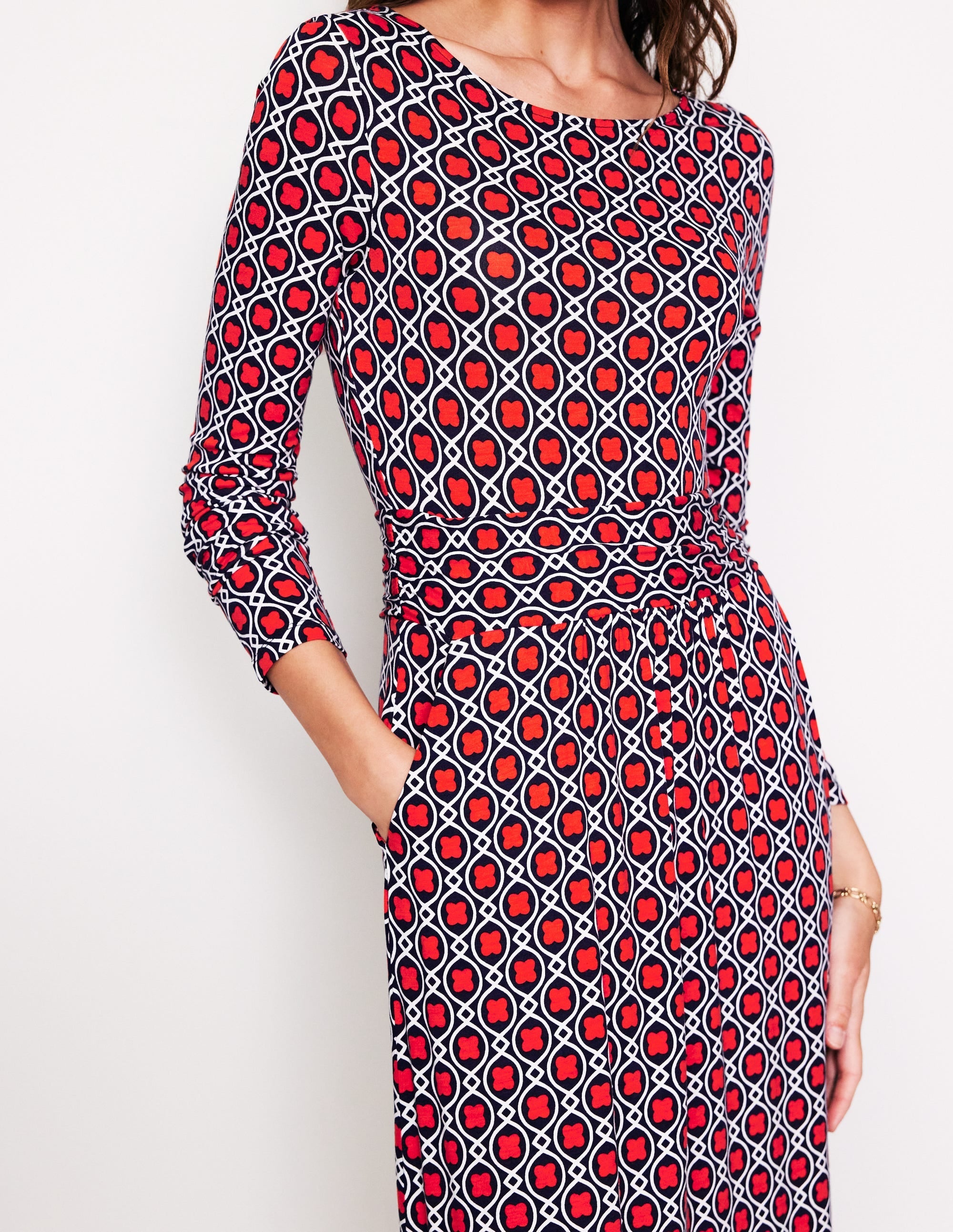 Amelie Long Sleeve Midi Dress-Blaze Orange, Clover Terrace - Image 2