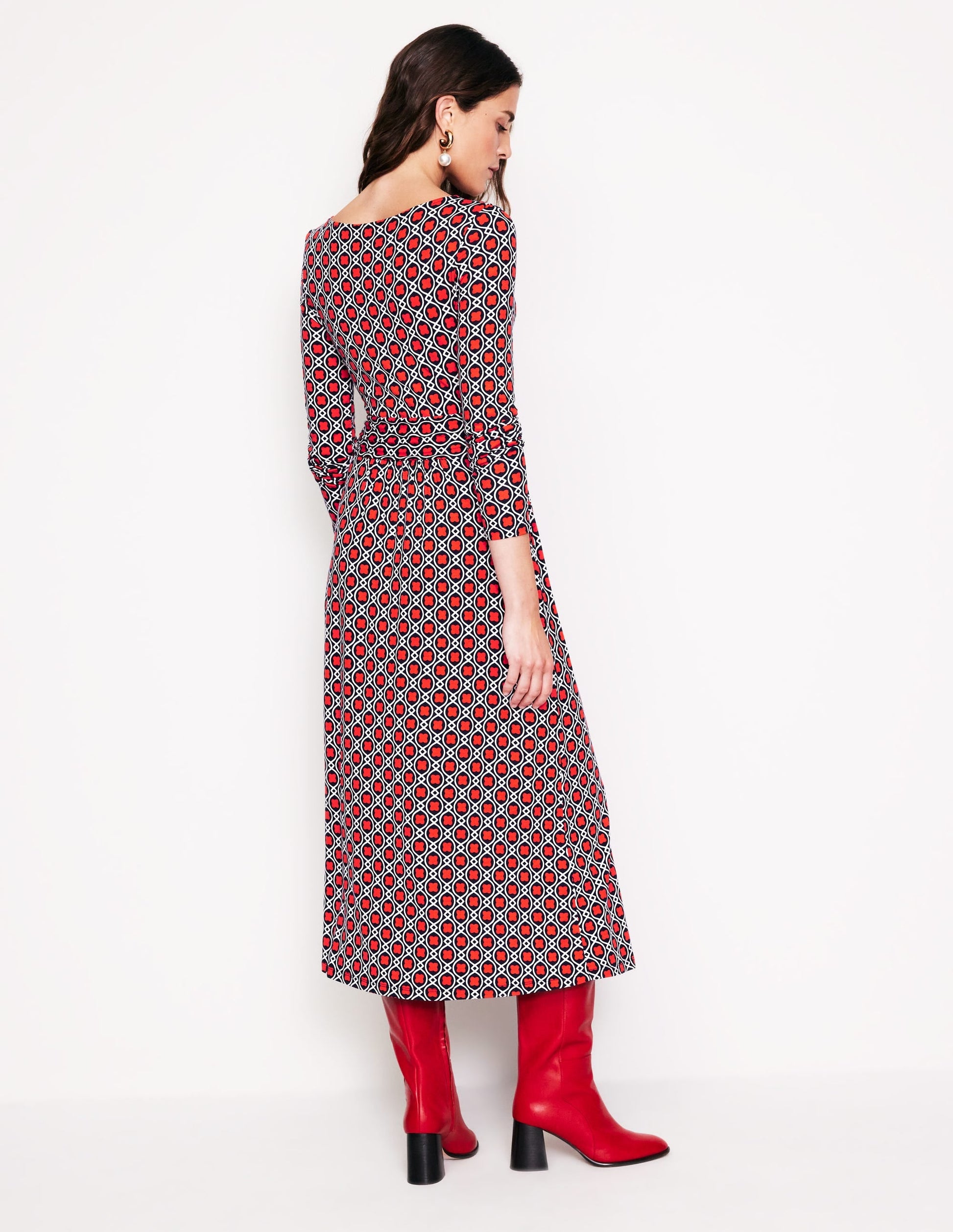 Amelie Long Sleeve Midi Dress-Blaze Orange, Clover Terrace-3