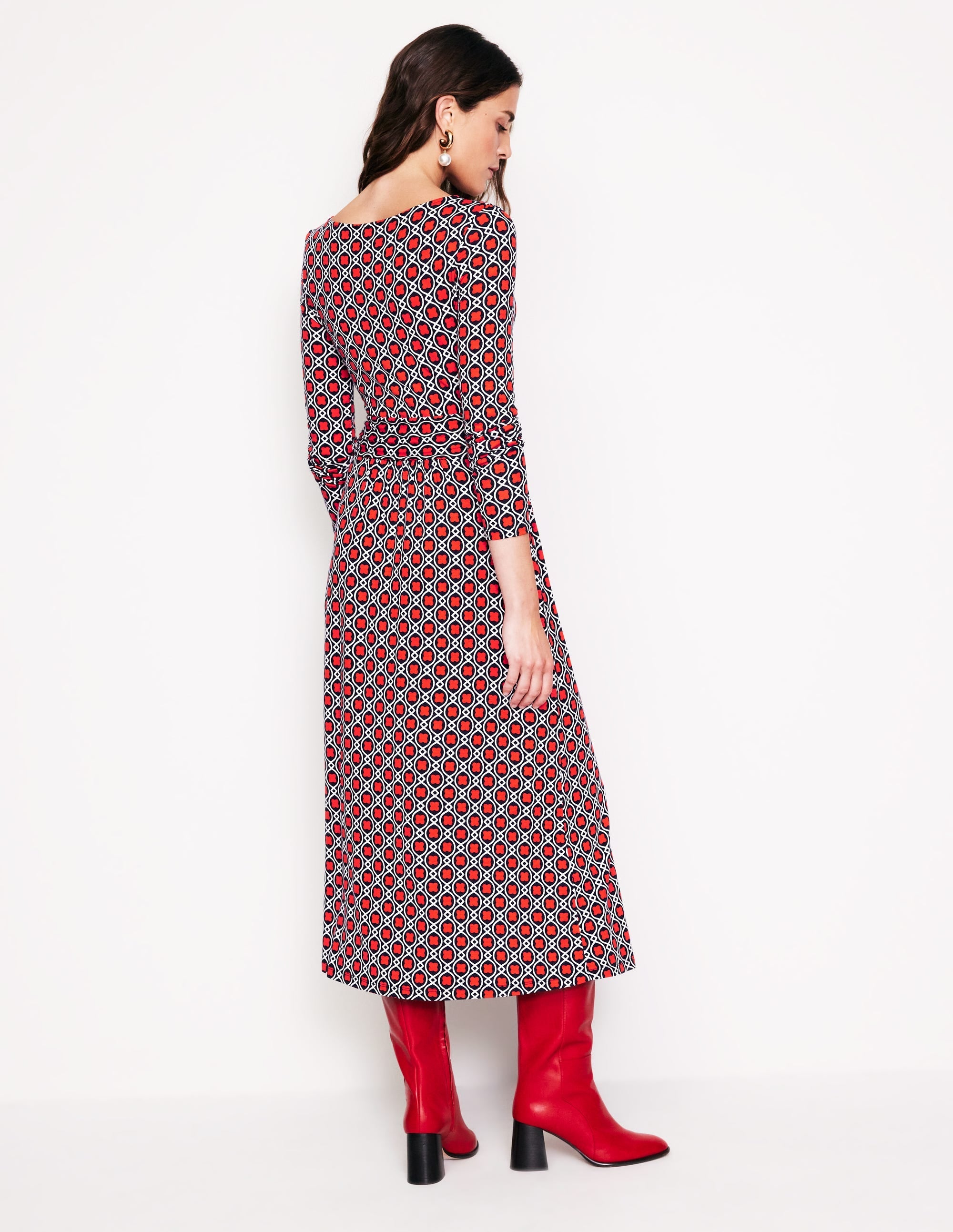Amelie Long Sleeve Midi Dress-Blaze Orange, Clover Terrace - Image 3