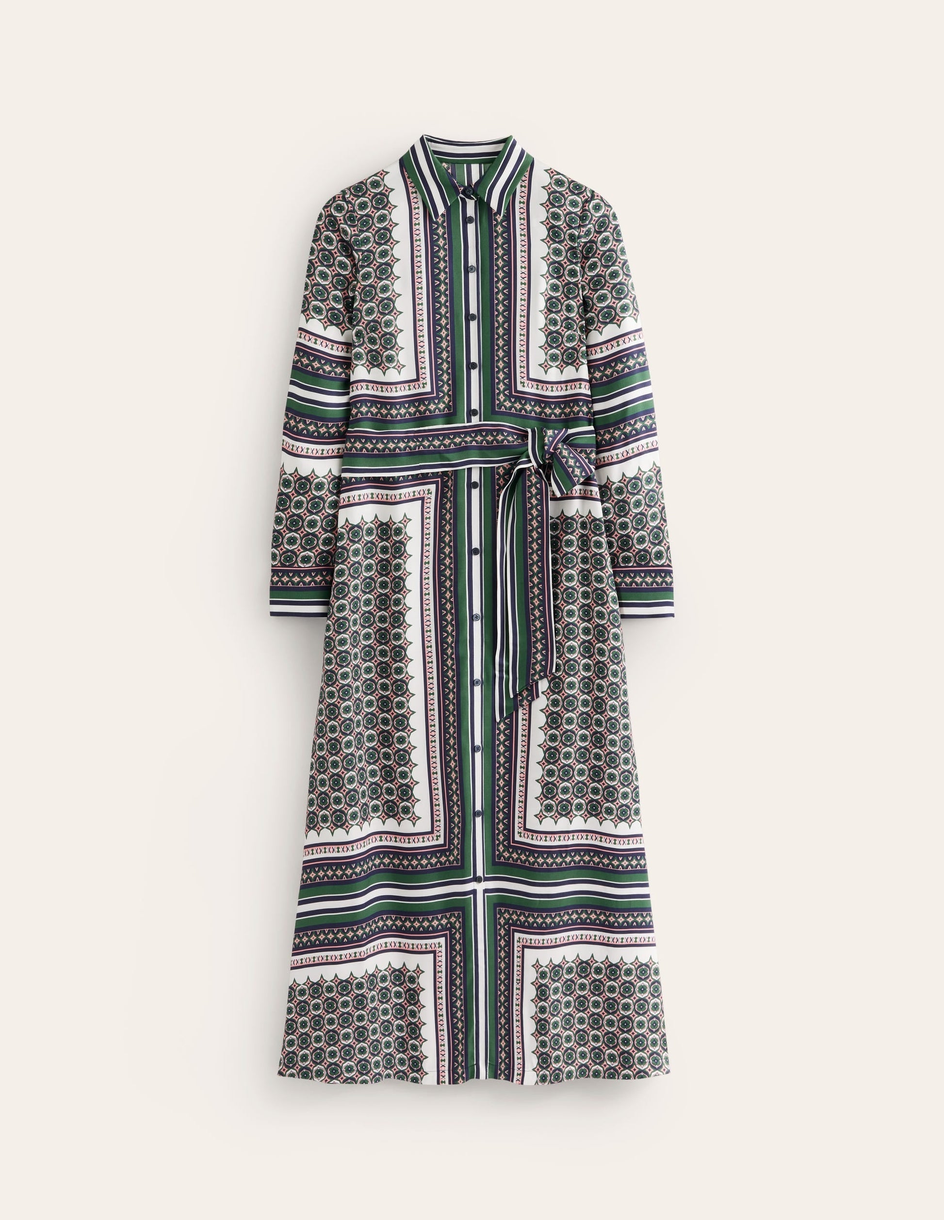 Scarf Print Shirt Dress-Eden, Geo Mosaic-6