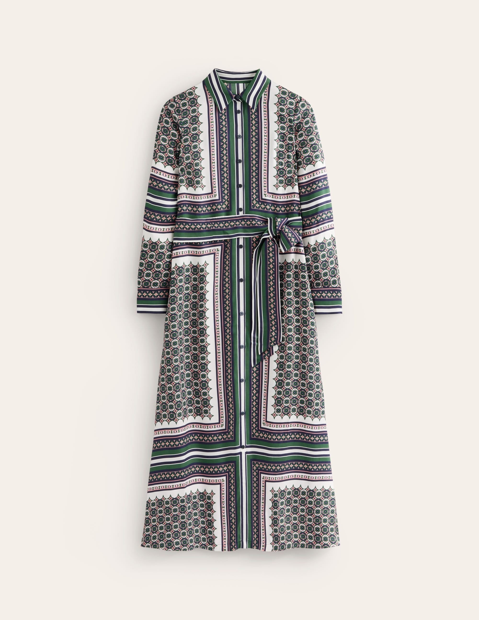 Scarf Print Shirt Dress-Eden, Geo Mosaic - Image 6