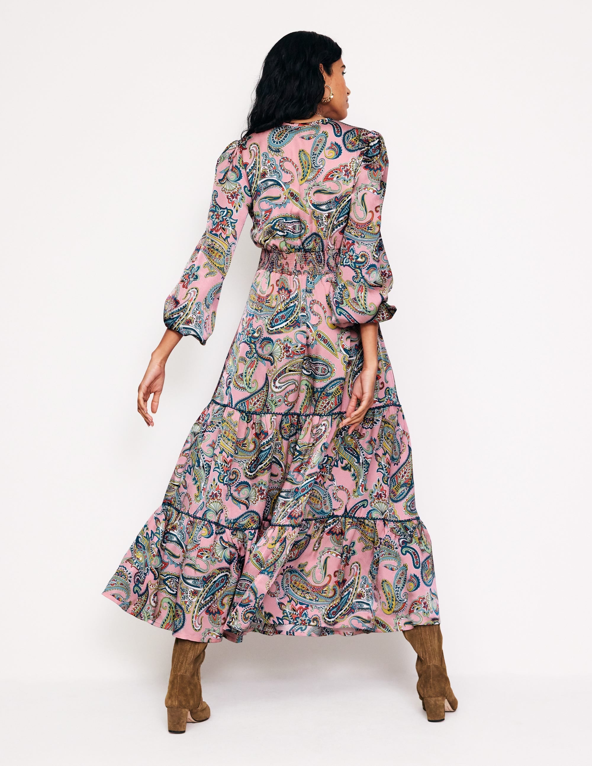 Pippa Satin Maxi Dress-Charm Pink, Opulent Paisley - Image 3