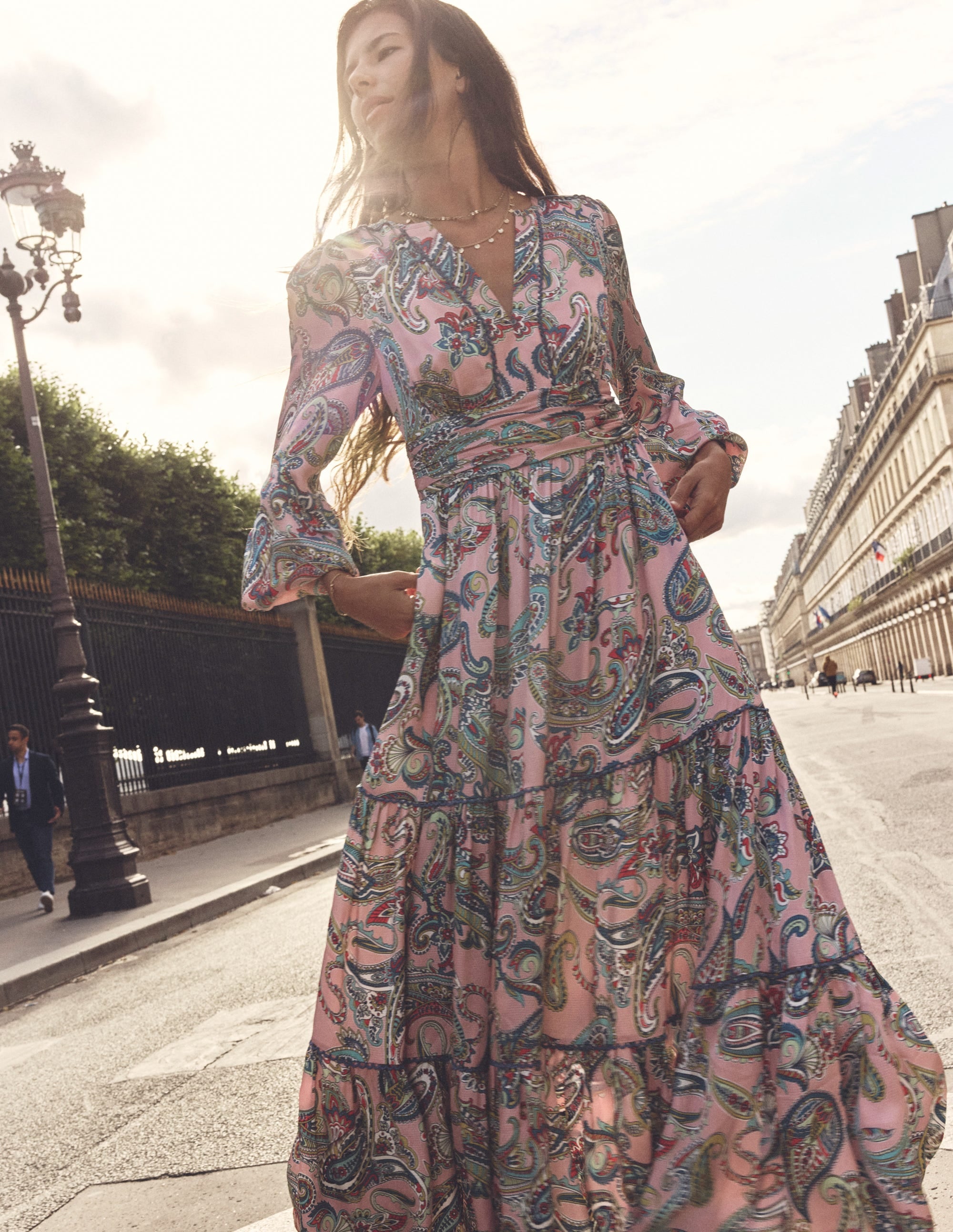 Pippa Satin Maxi Dress-Charm Pink, Opulent Paisley - Image 5