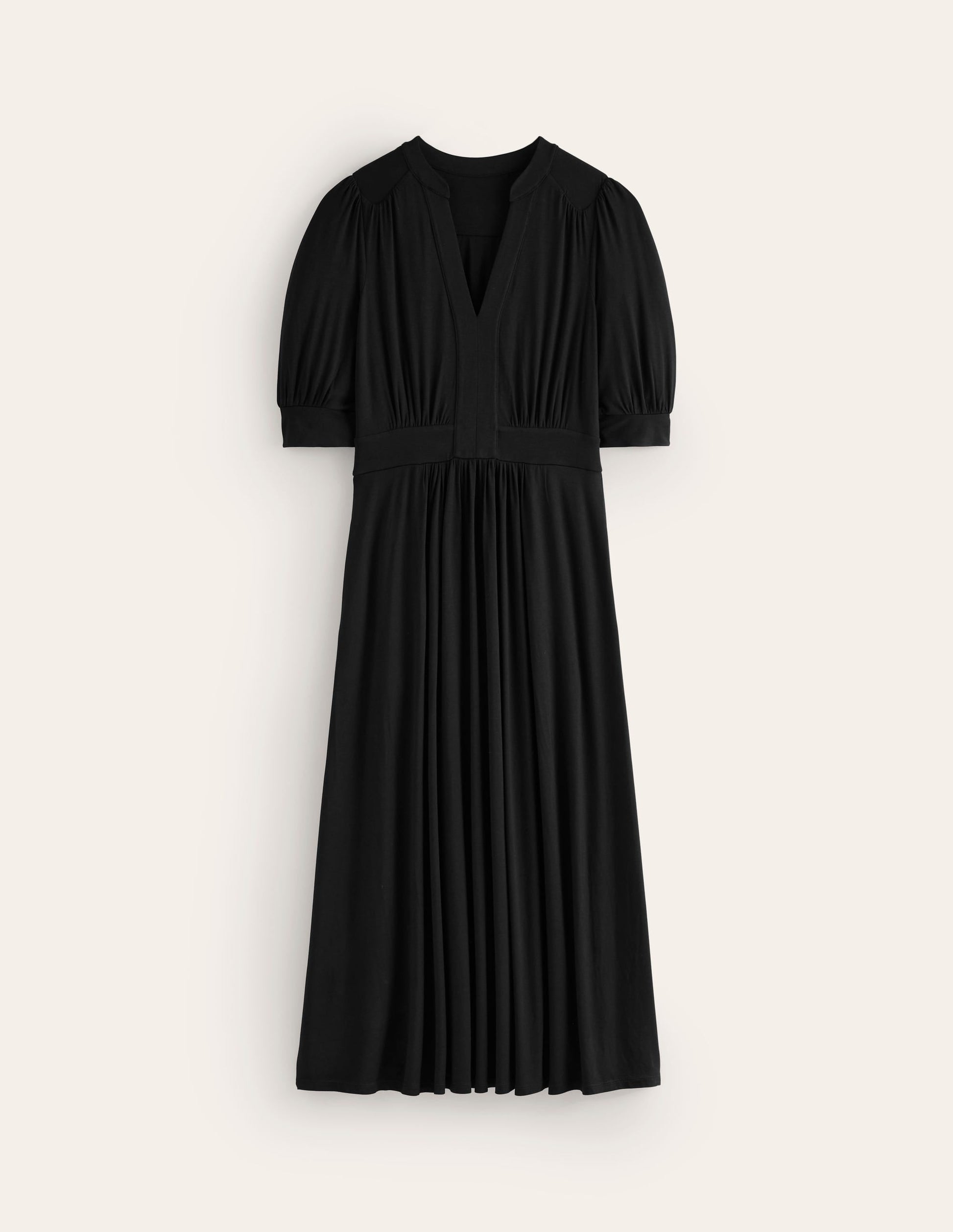 Lily Jersey Midi Tea Dress-Black-5