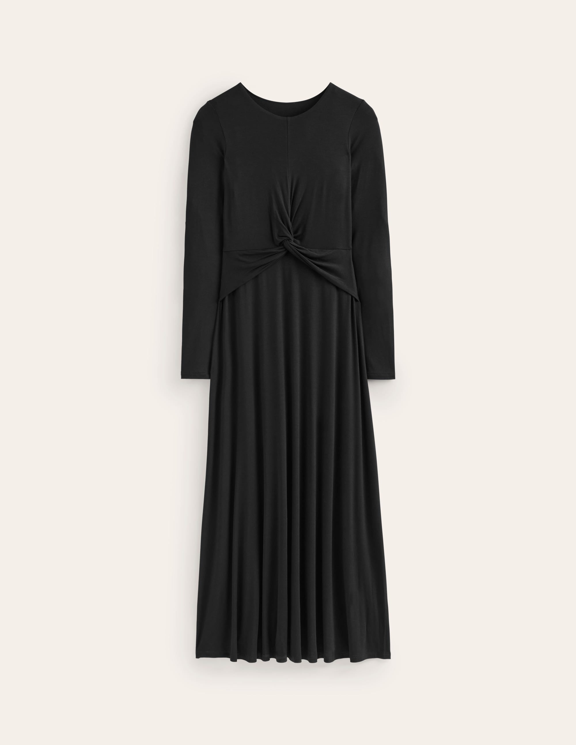 Twisted Waist Jersey Dress-Black - Image 5