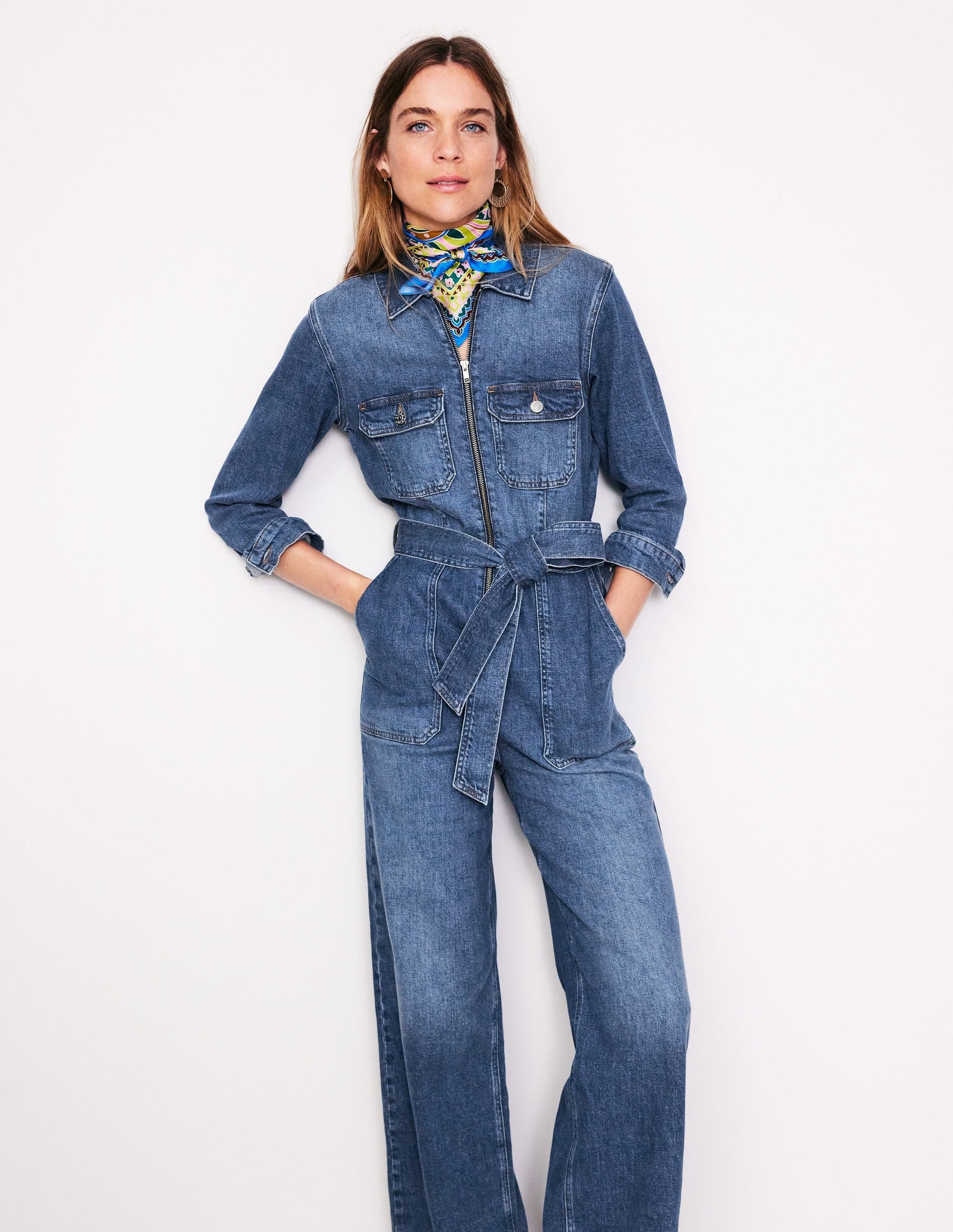 Denim Utility Jumpsuit-Mid Vintage-1