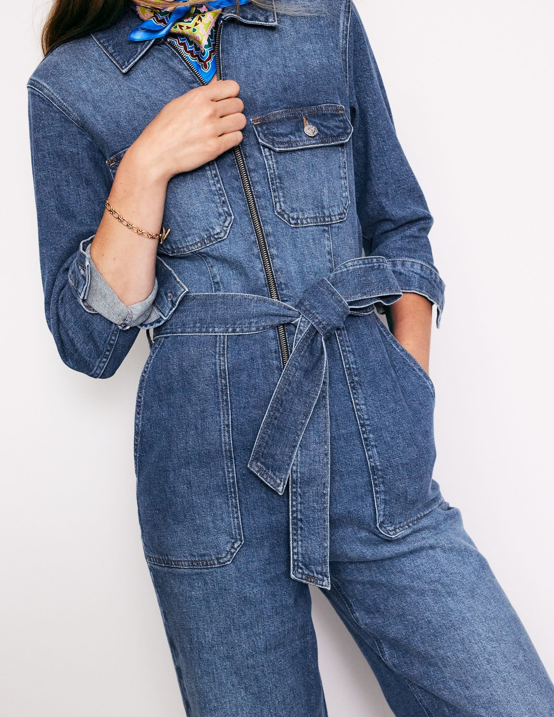 Denim Utility Jumpsuit-Mid Vintage-3