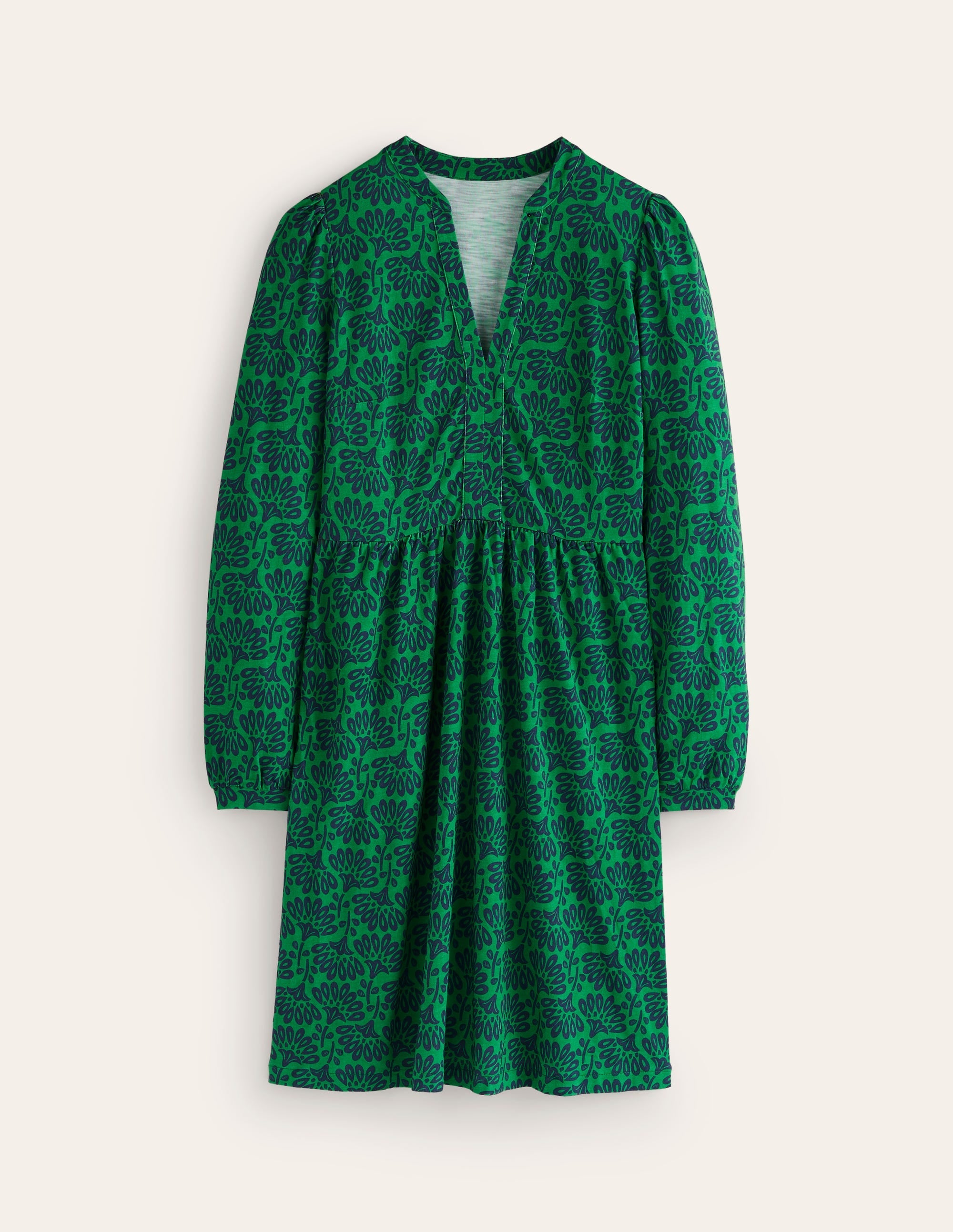 Naomi Relaxed Jersey Dress-Rich Emerald, Dandelion Sprig - Image 5