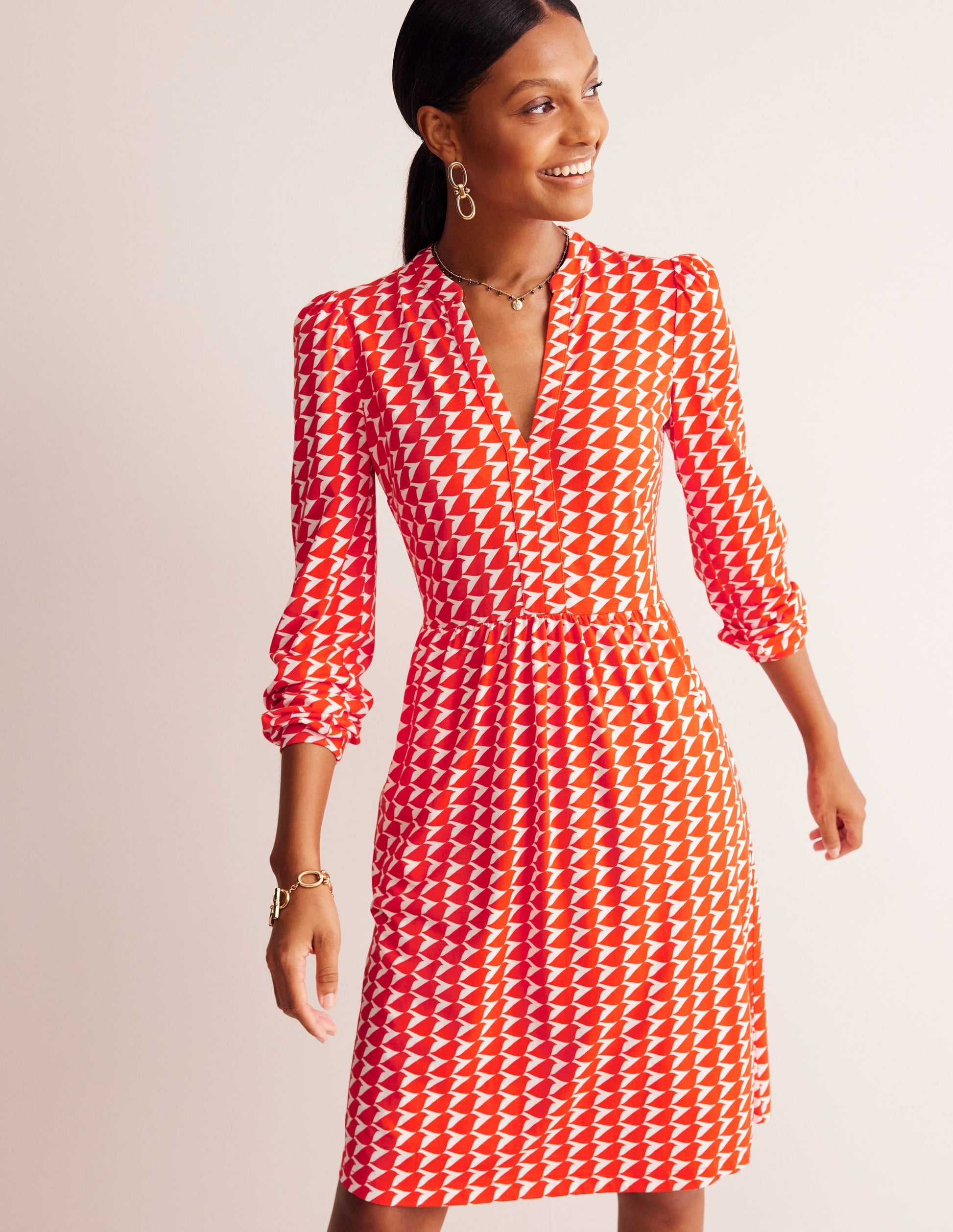 Naomi Relaxed Jersey Dress-Blaze Orange, Birdie-1
