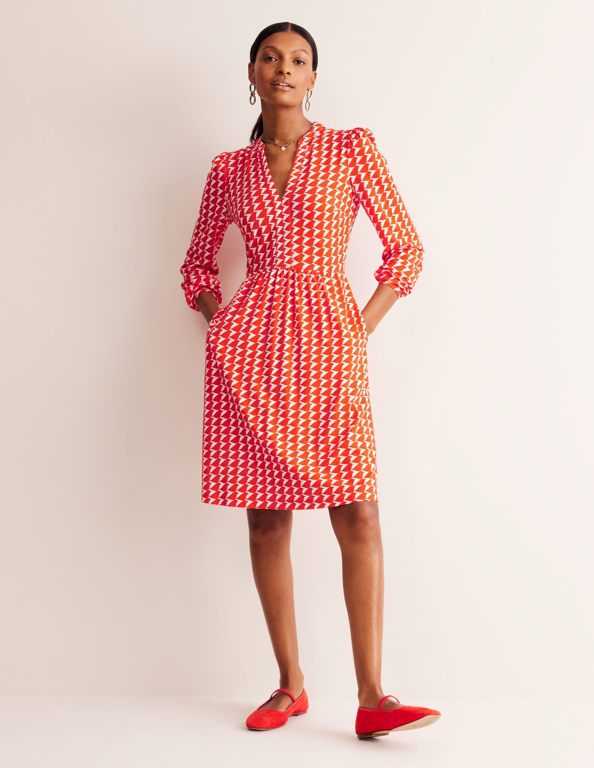 Naomi Relaxed Jersey Dress-Blaze Orange, Birdie-4