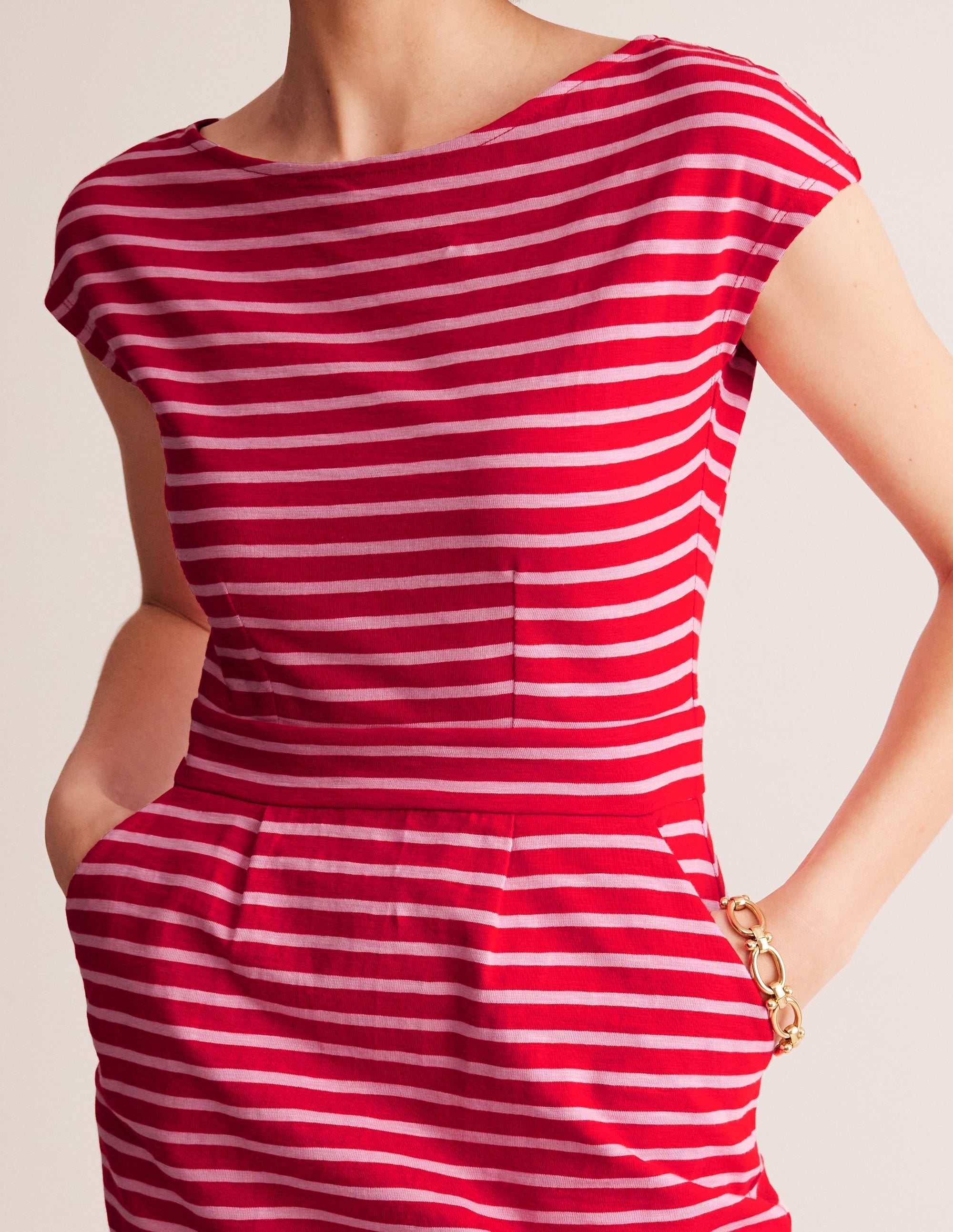Florrie Jersey Dress-Rouge, Lilac Stripe - Image 2