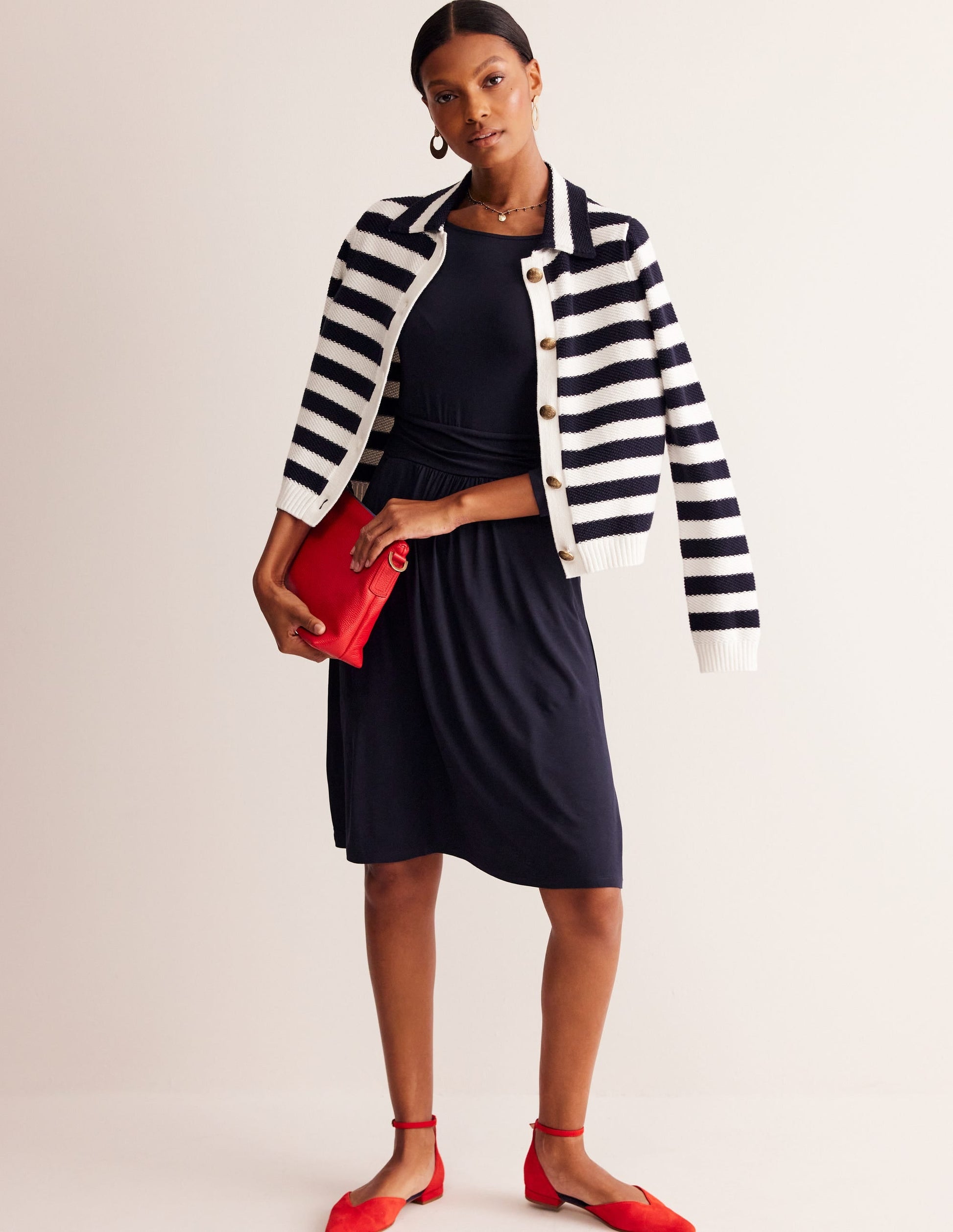 Amelie Long Sleeve Dress-Navy-4