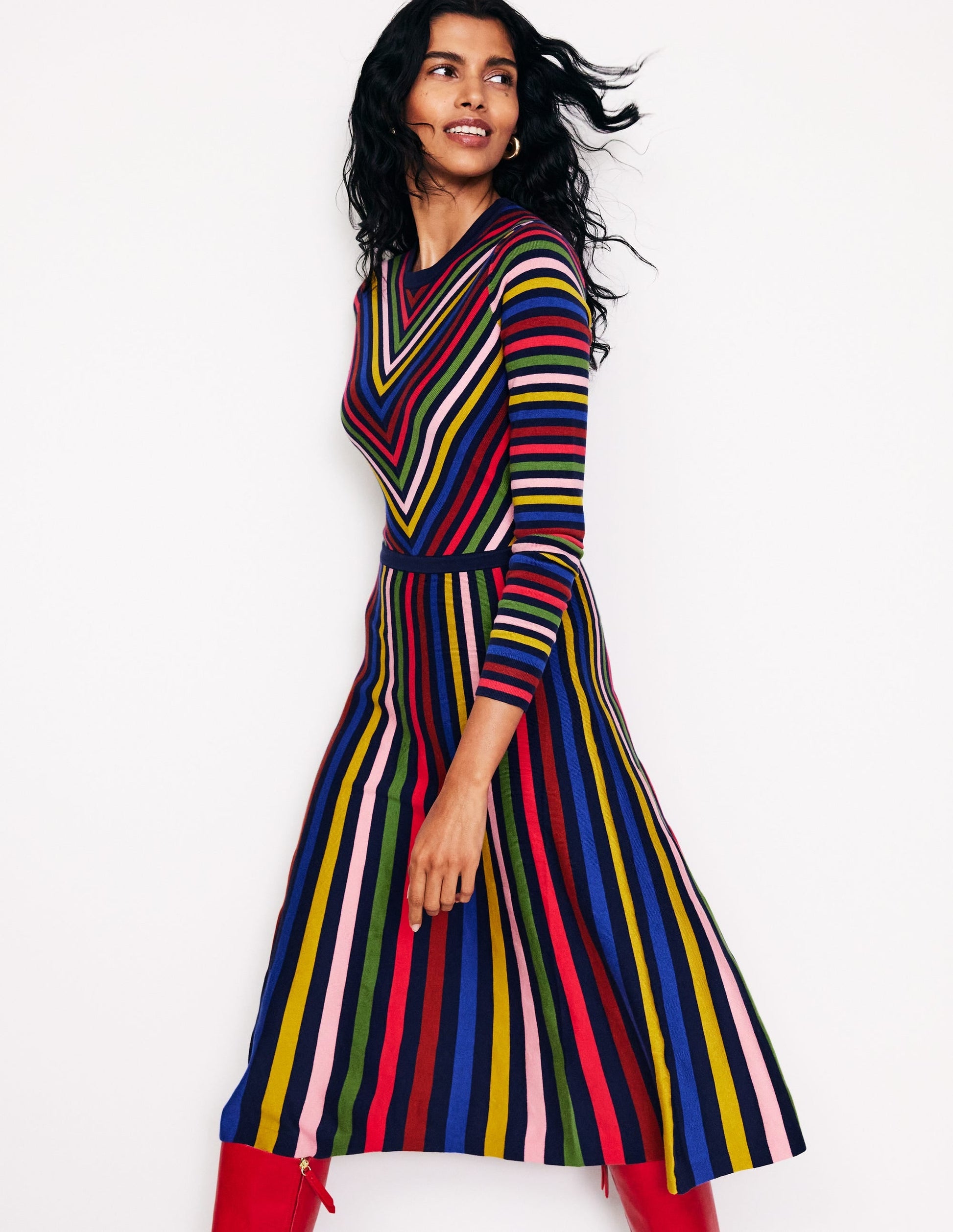 Maria Knitted Midi Dress-Multistripe-1