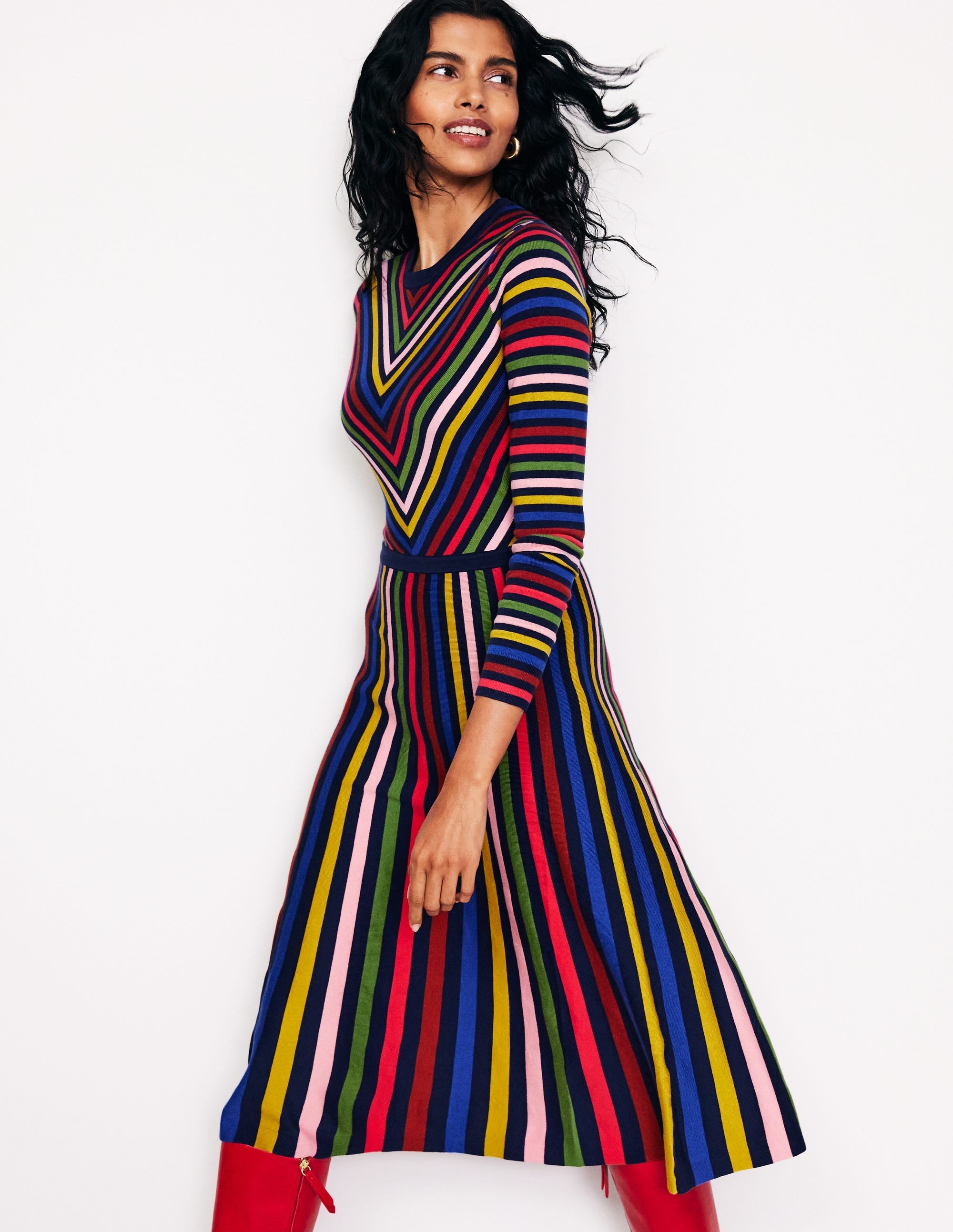 Maria Knitted Midi Dress-Multistripe - Image 1