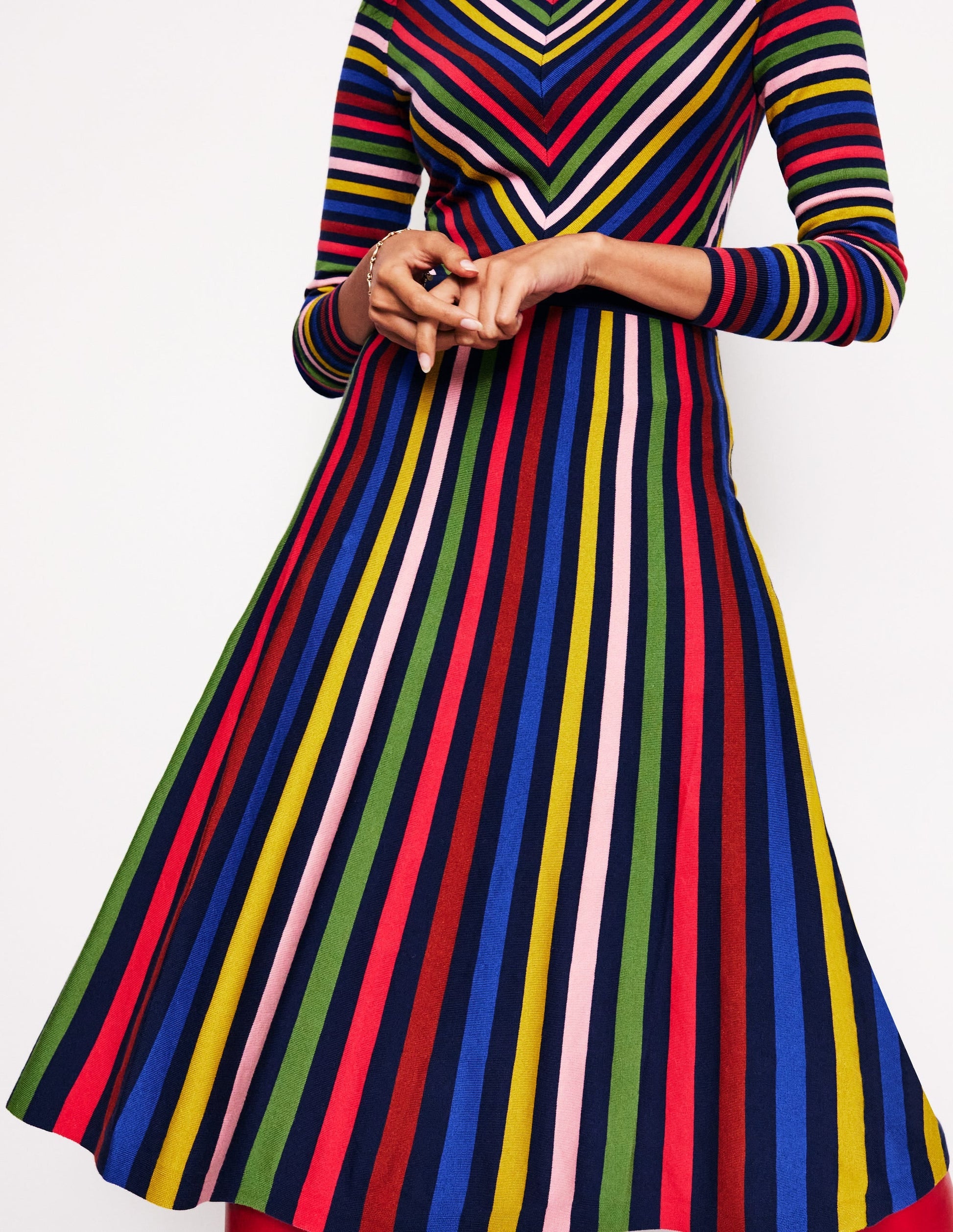 Maria Knitted Midi Dress-Multistripe-2