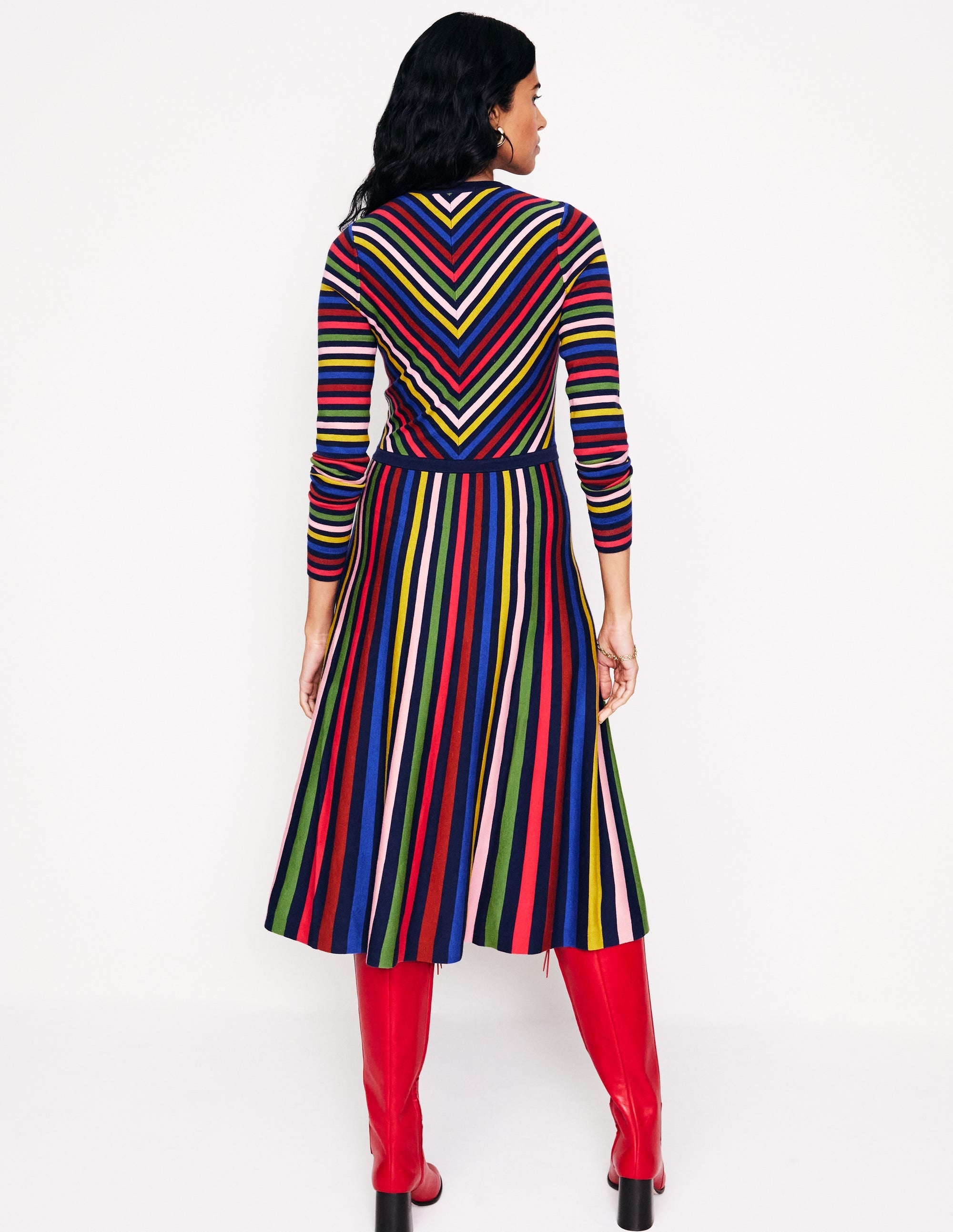 Maria Knitted Midi Dress-Multistripe - Image 3