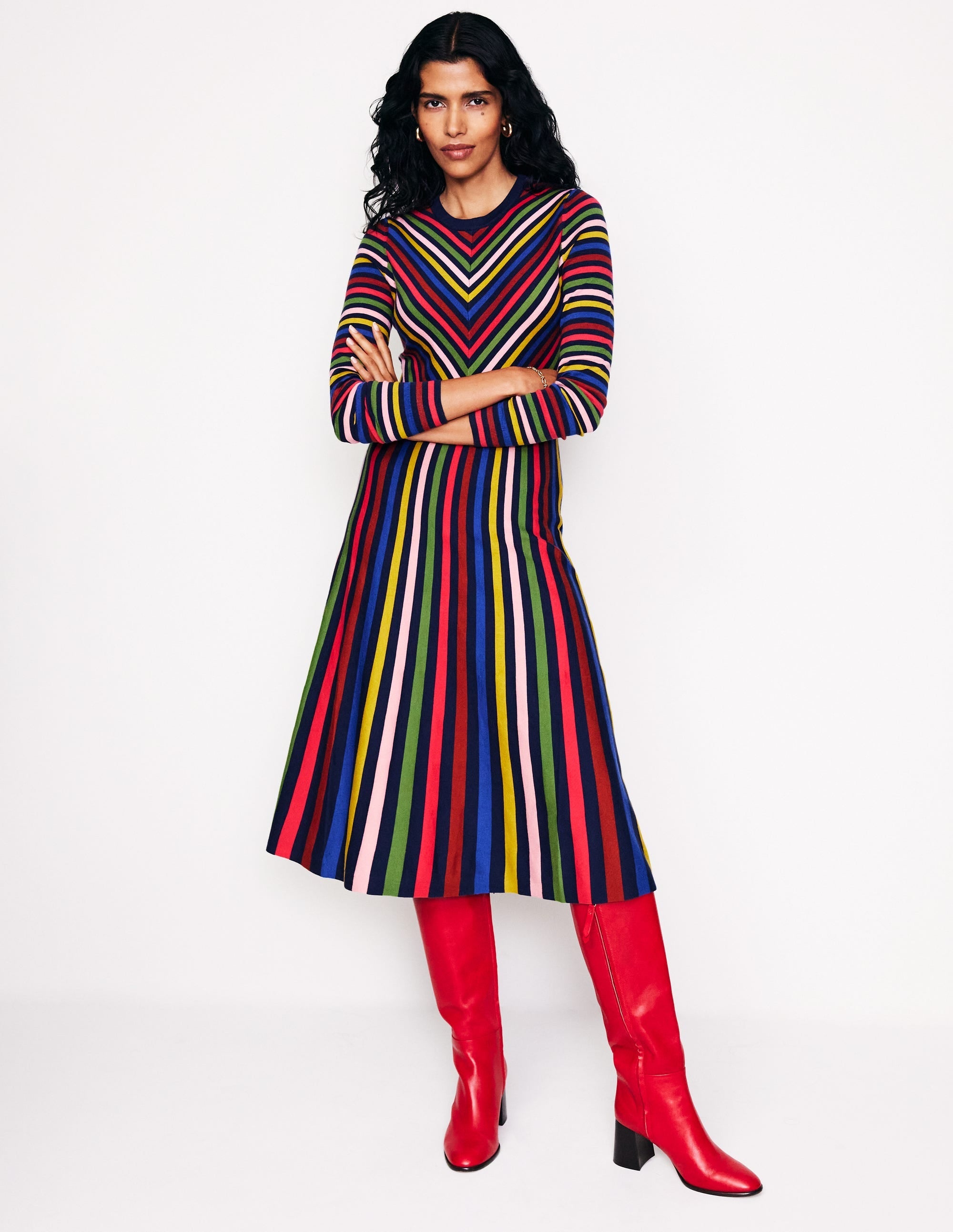 Maria Knitted Midi Dress-Multistripe - Image 4
