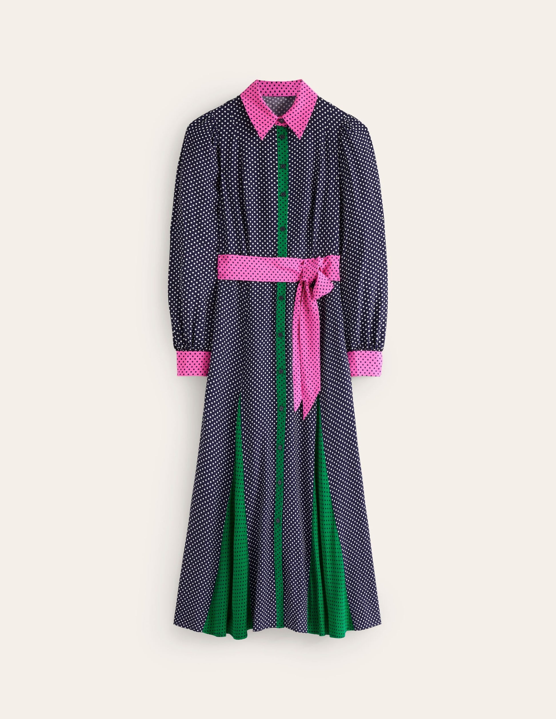 Martha Godet Maxi Shirt Dress-French Navy Spots-8