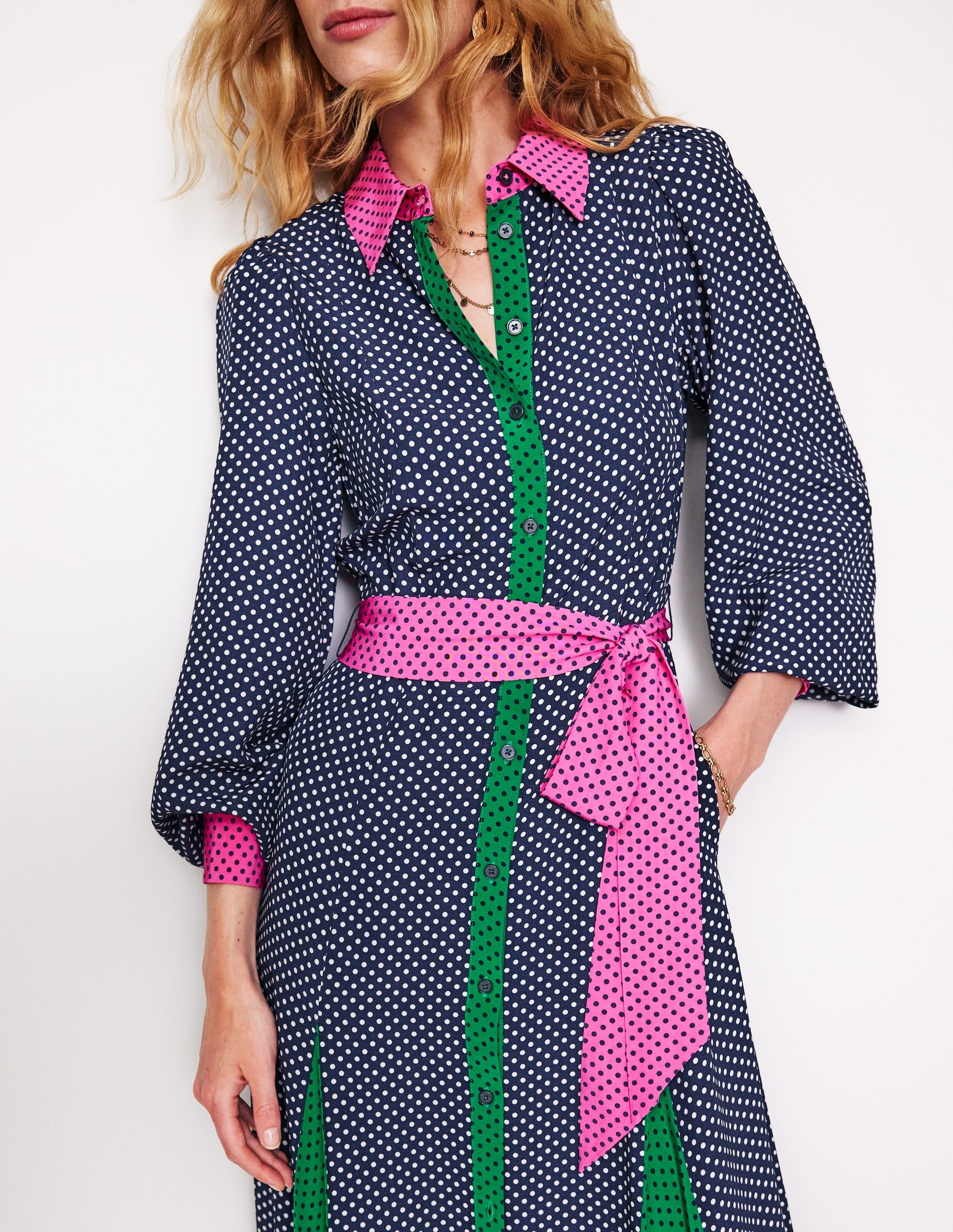 Martha Godet Maxi Shirt Dress-French Navy Spots - Image 2