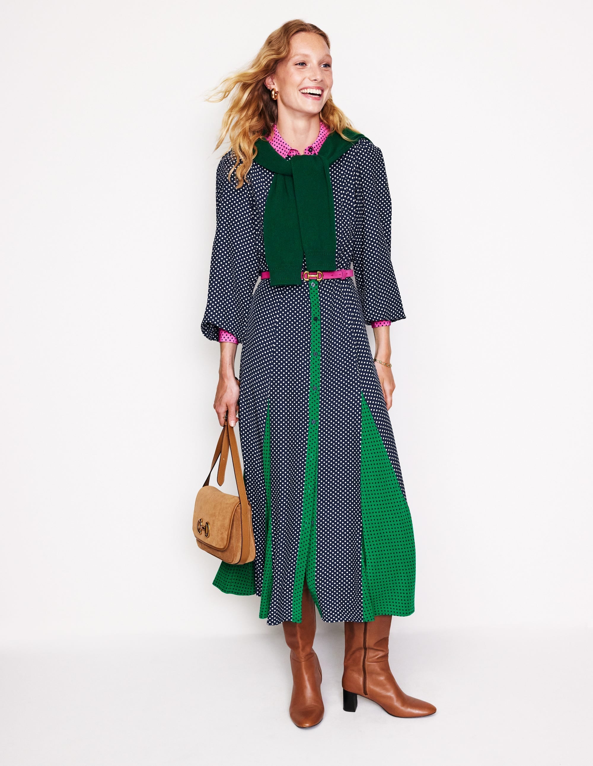 Martha Godet Maxi Shirt Dress-French Navy Spots - Image 5