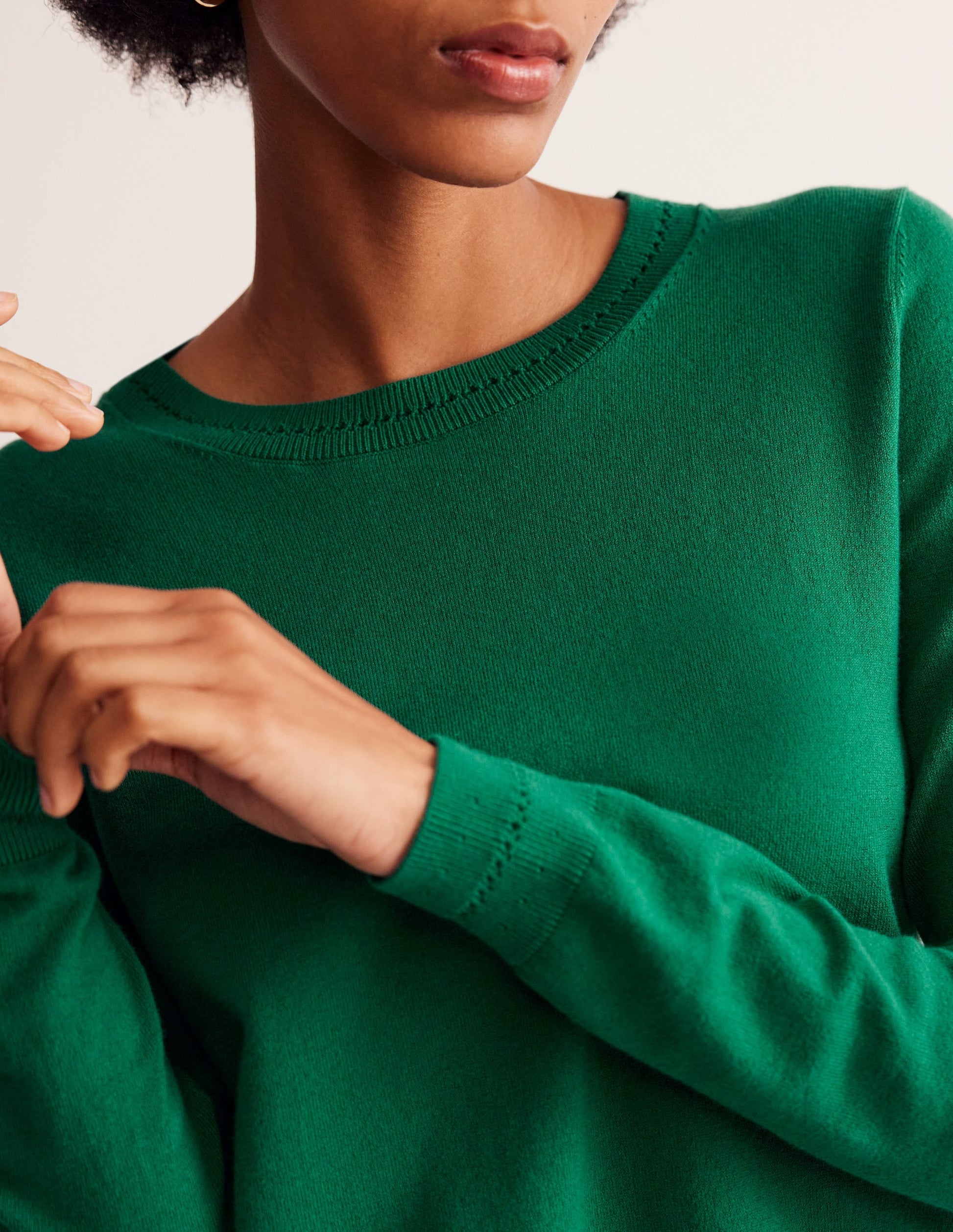 Catriona Cotton Crew Jumper-Malachite Green-2