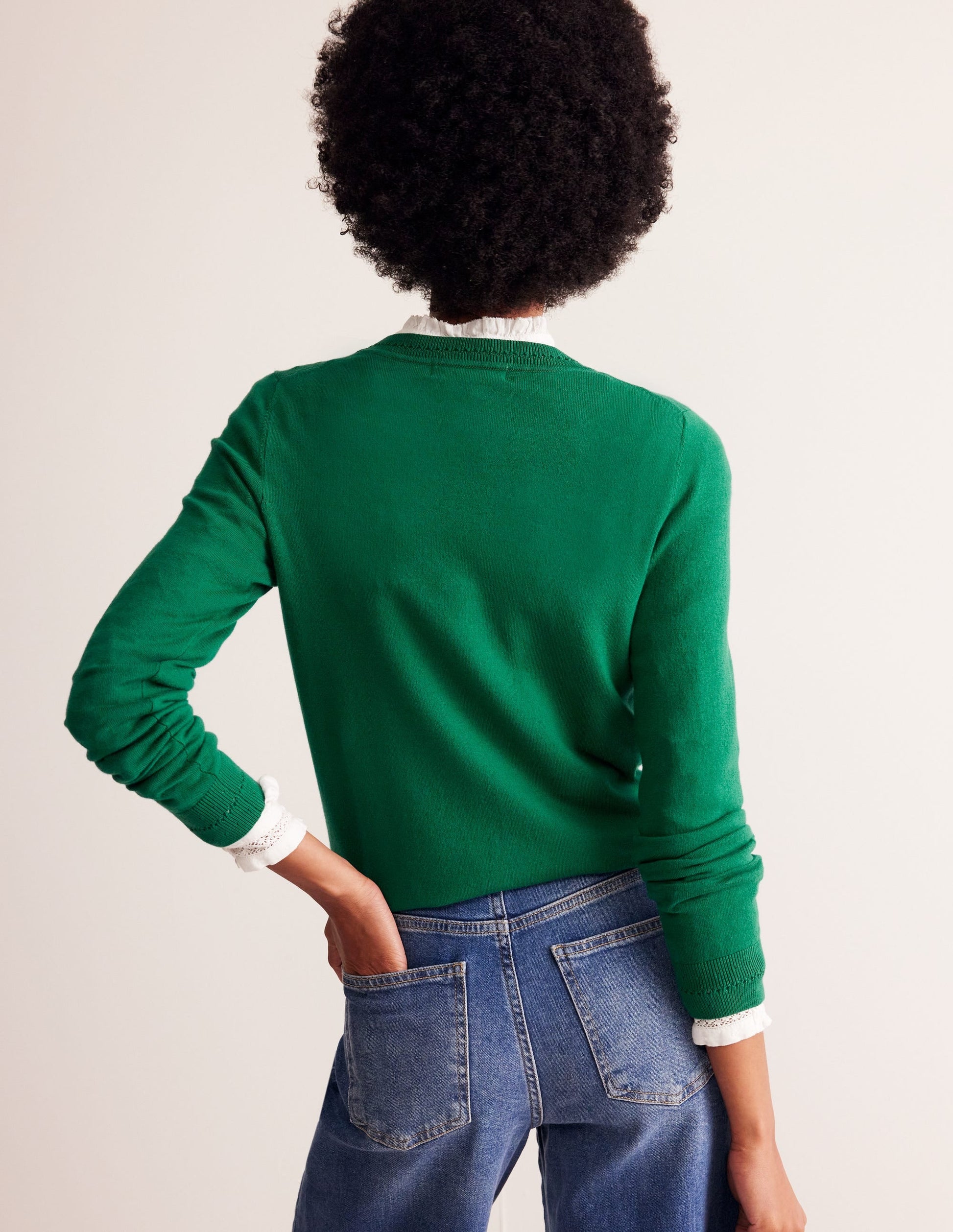 Catriona Cotton Crew Jumper-Malachite Green-3