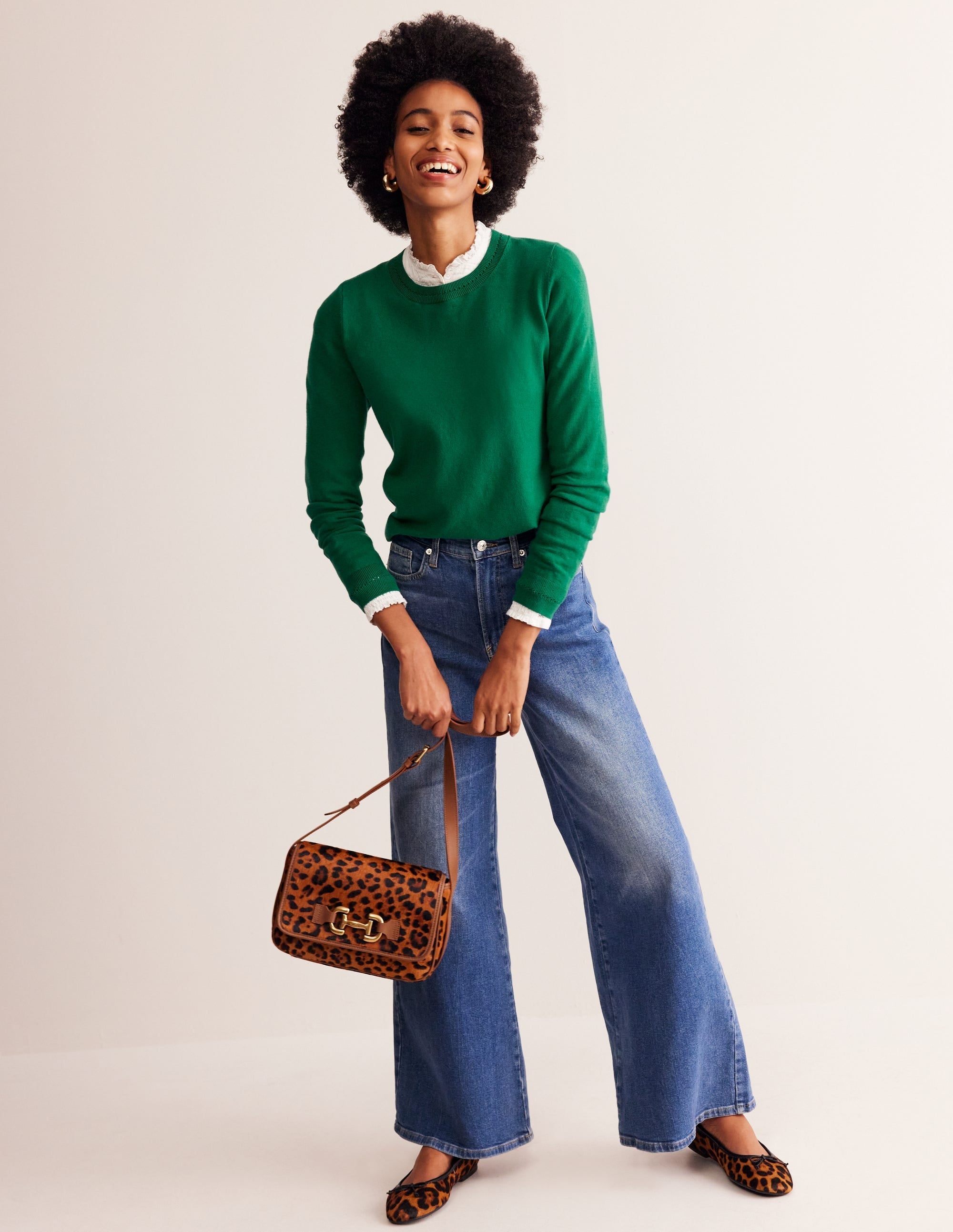 Catriona Cotton Crew Jumper-Malachite Green - Image 4