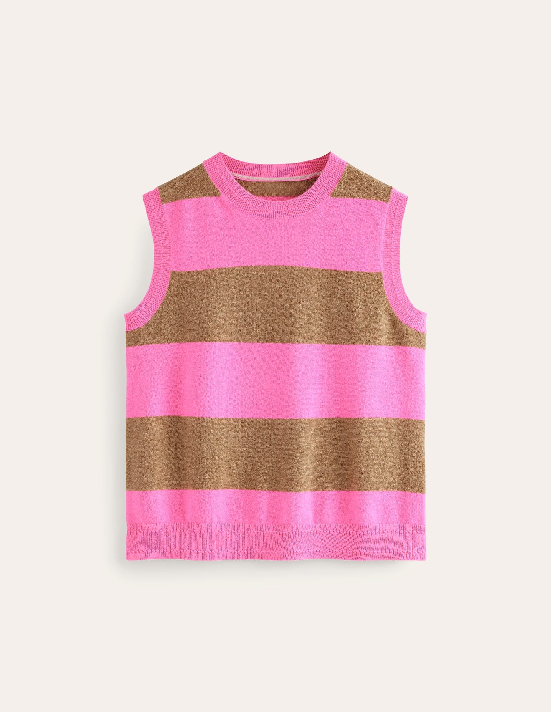 Eva Cashmere Tank-Camel Melange/ Fluro Pink-9