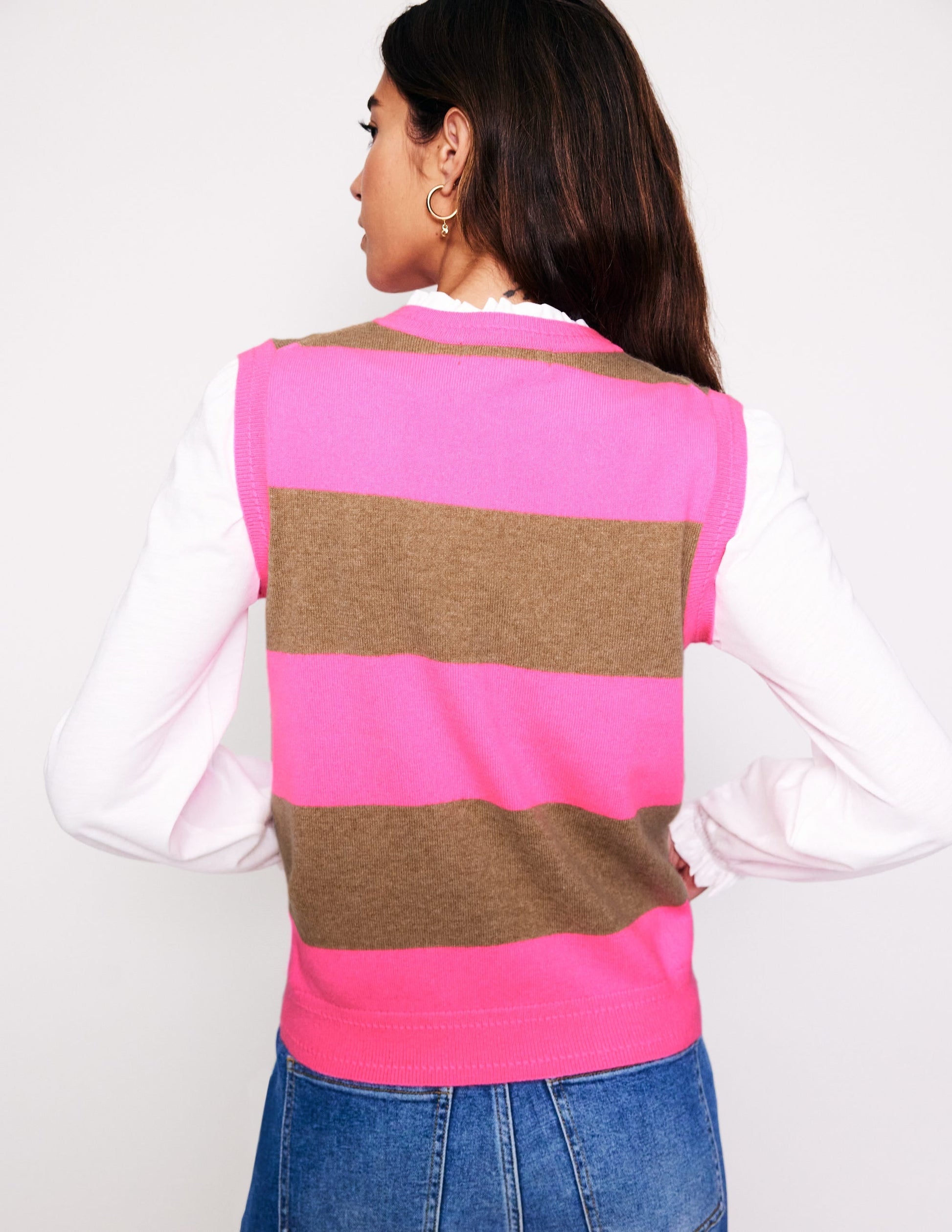Eva Cashmere Tank-Camel Melange/ Fluro Pink-3