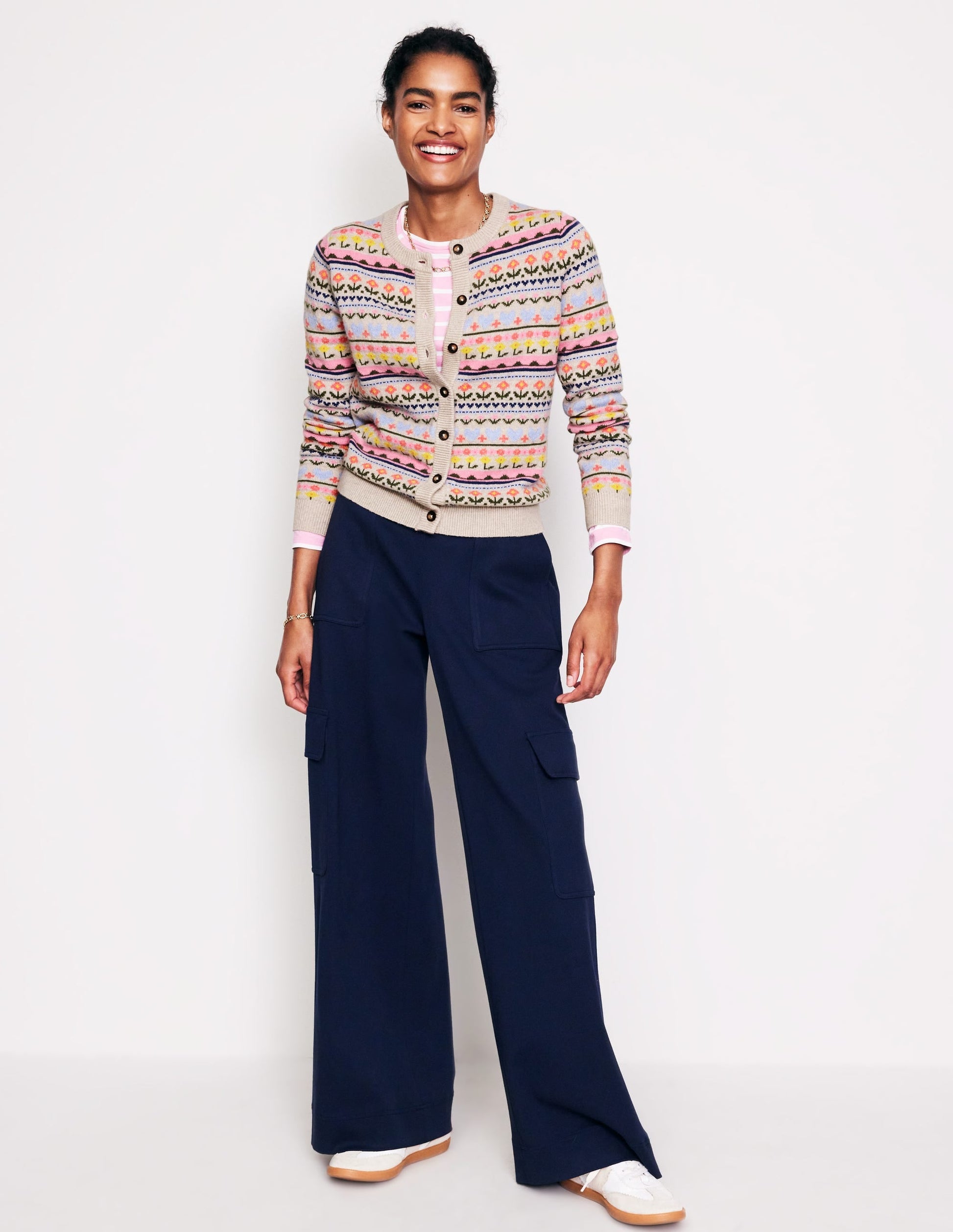Edie Fair Isle Cardigan-Oatmeal Melange, Heart Flower-5