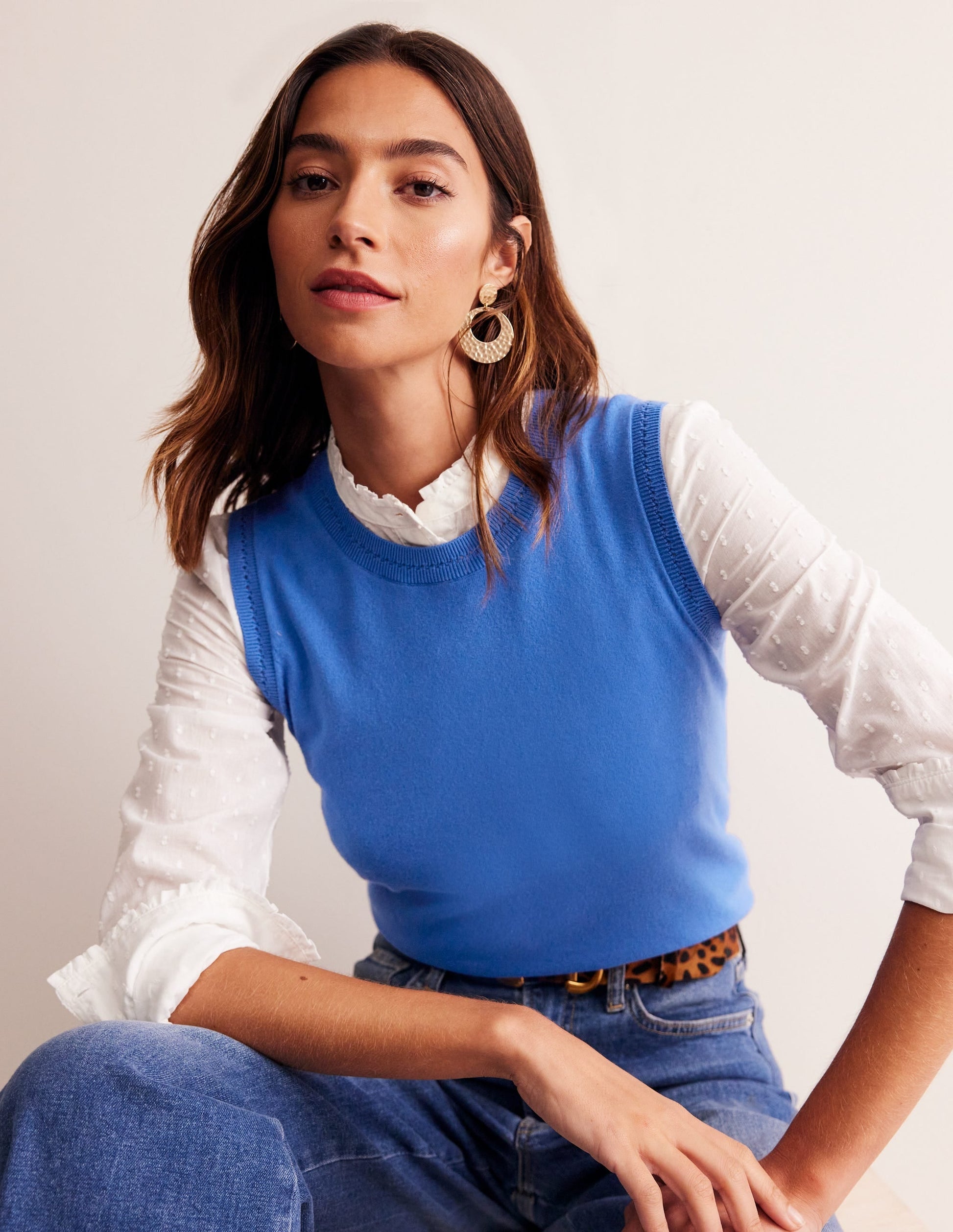 Catriona Crew Neck Cotton Tank-Blue Jay-1
