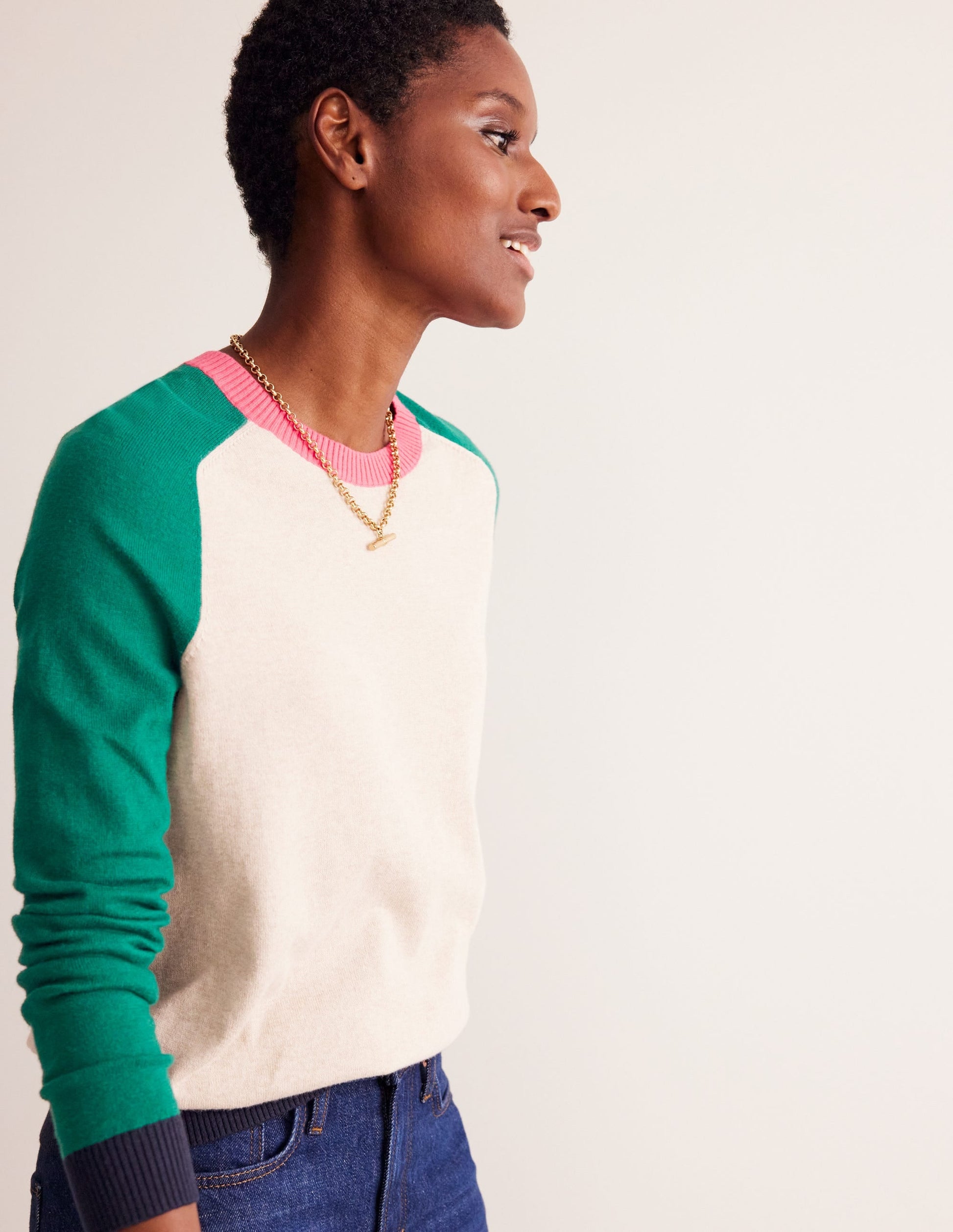 Meg Saddle Sleeve Jumper-Chinchilla, Colourblock-4
