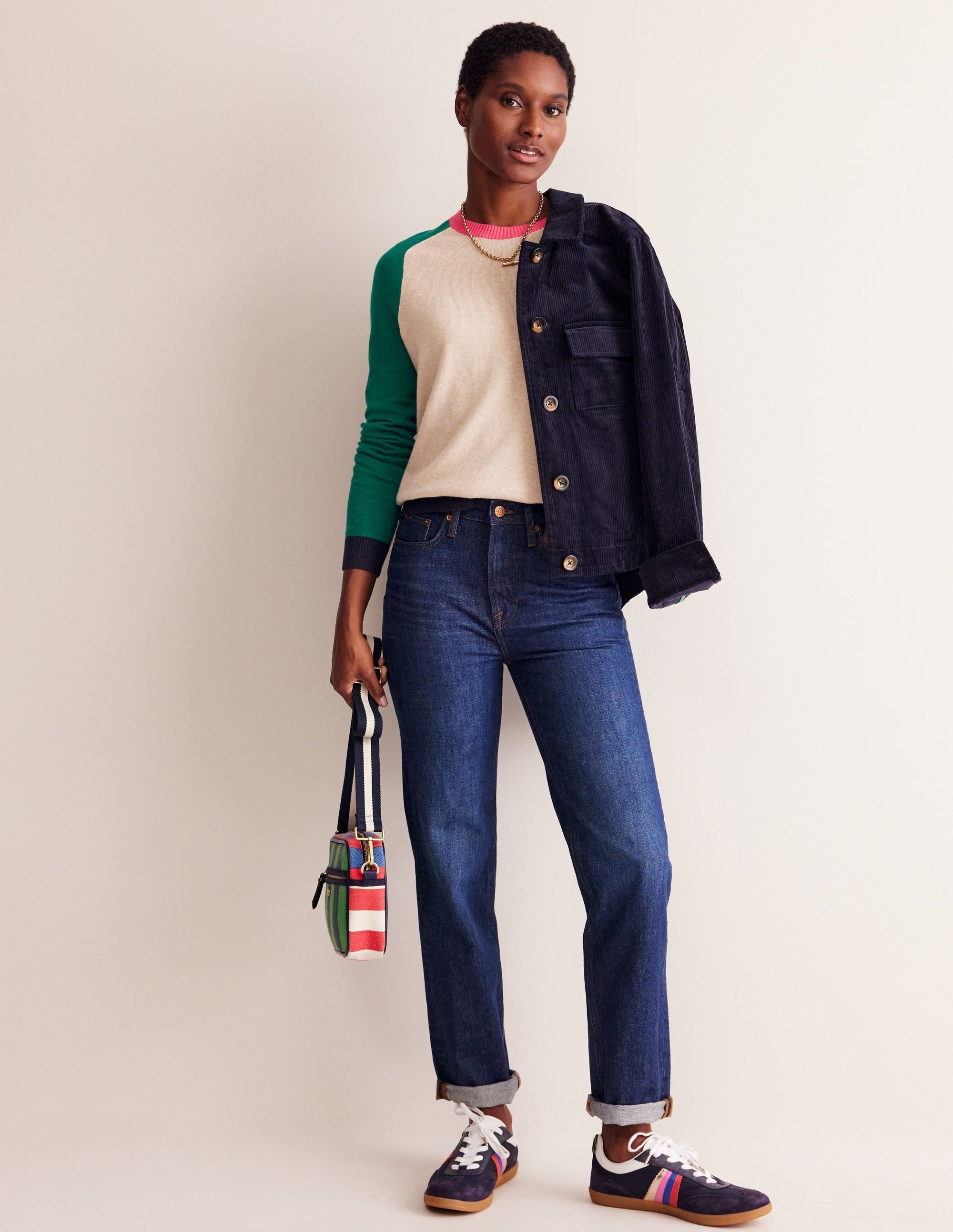 Meg Saddle Sleeve Jumper-Chinchilla, Colourblock - Image 5