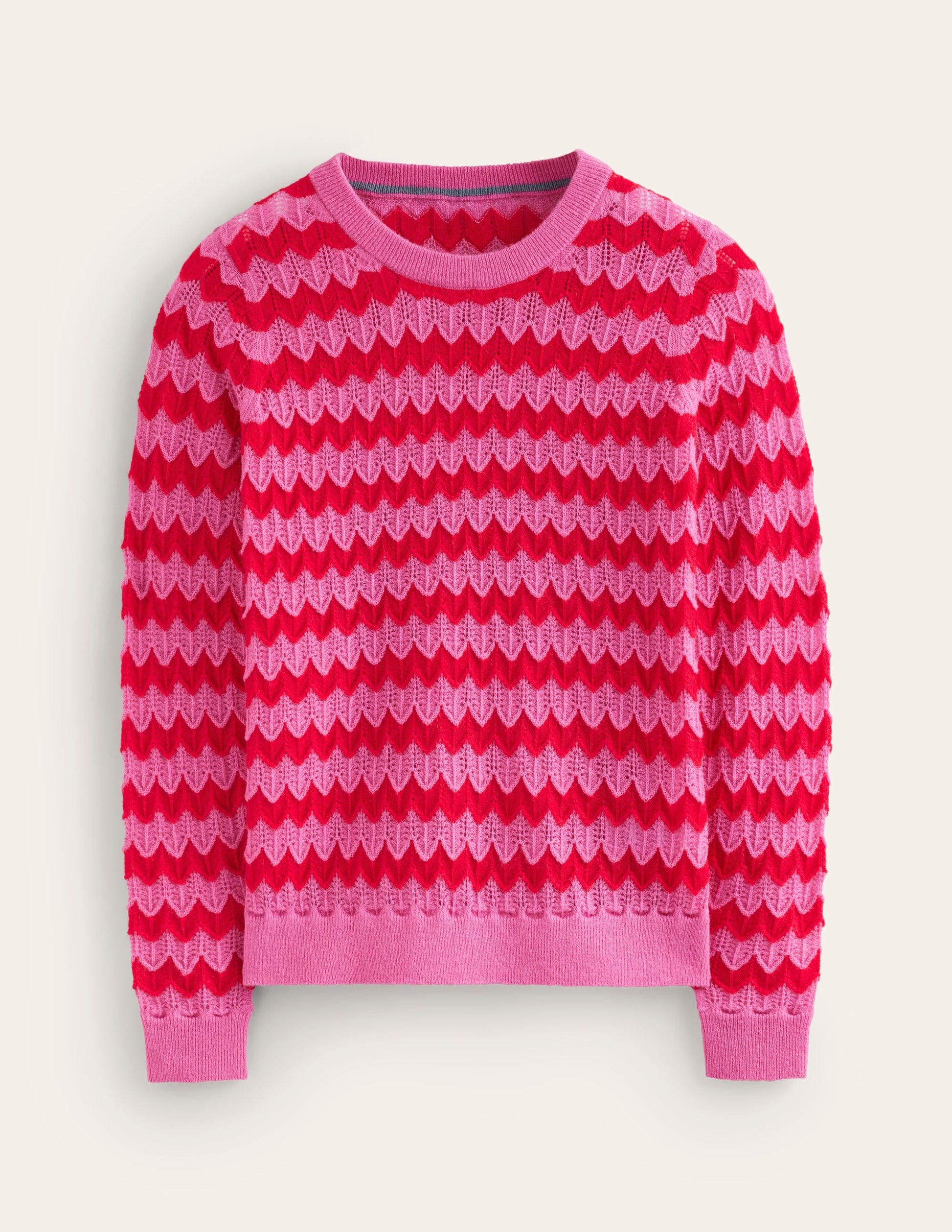 Fluffy Textured Stitch Jumper-Pink/ Red-5
