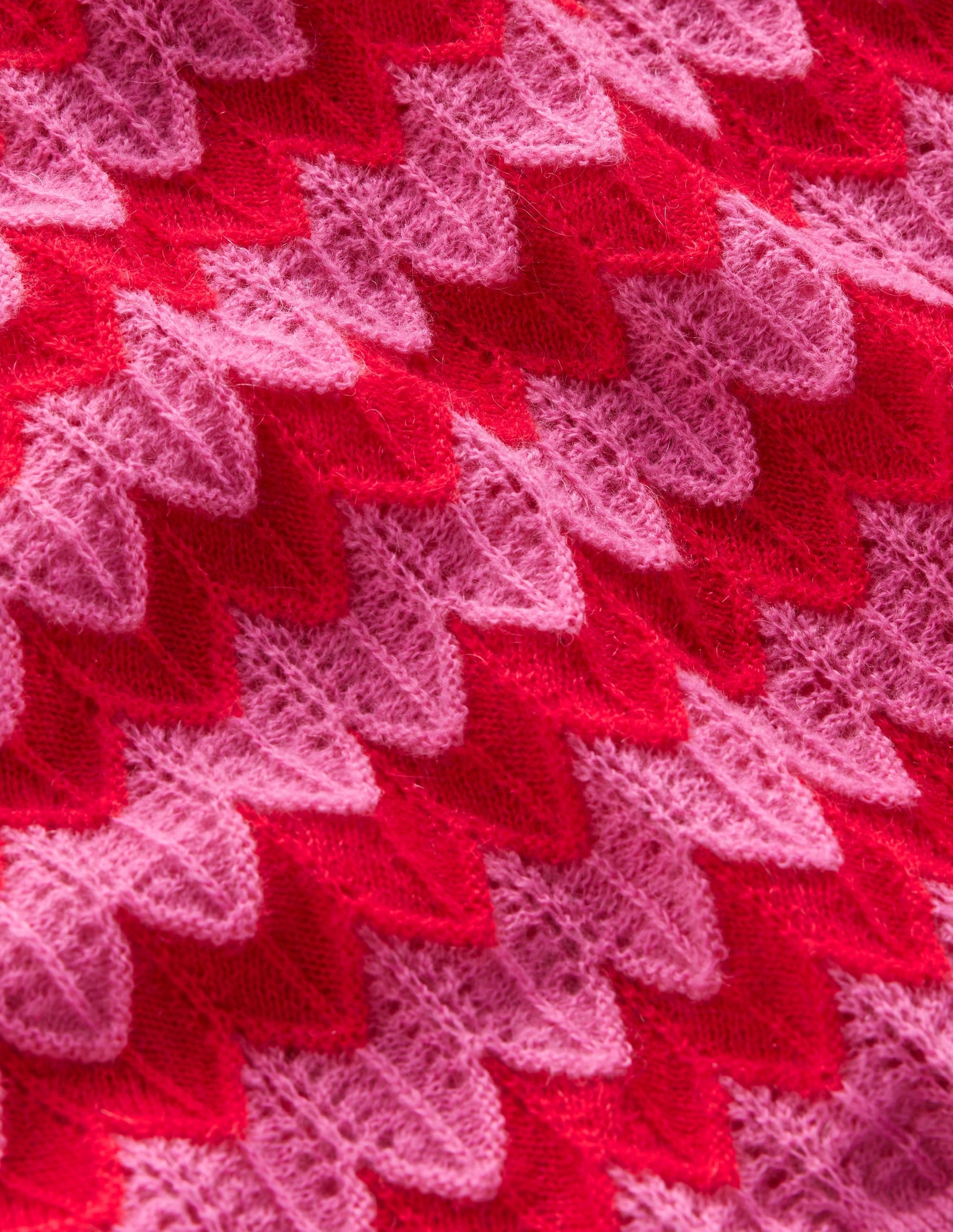 Fluffy Textured Stitch Jumper-Pink/ Red-6