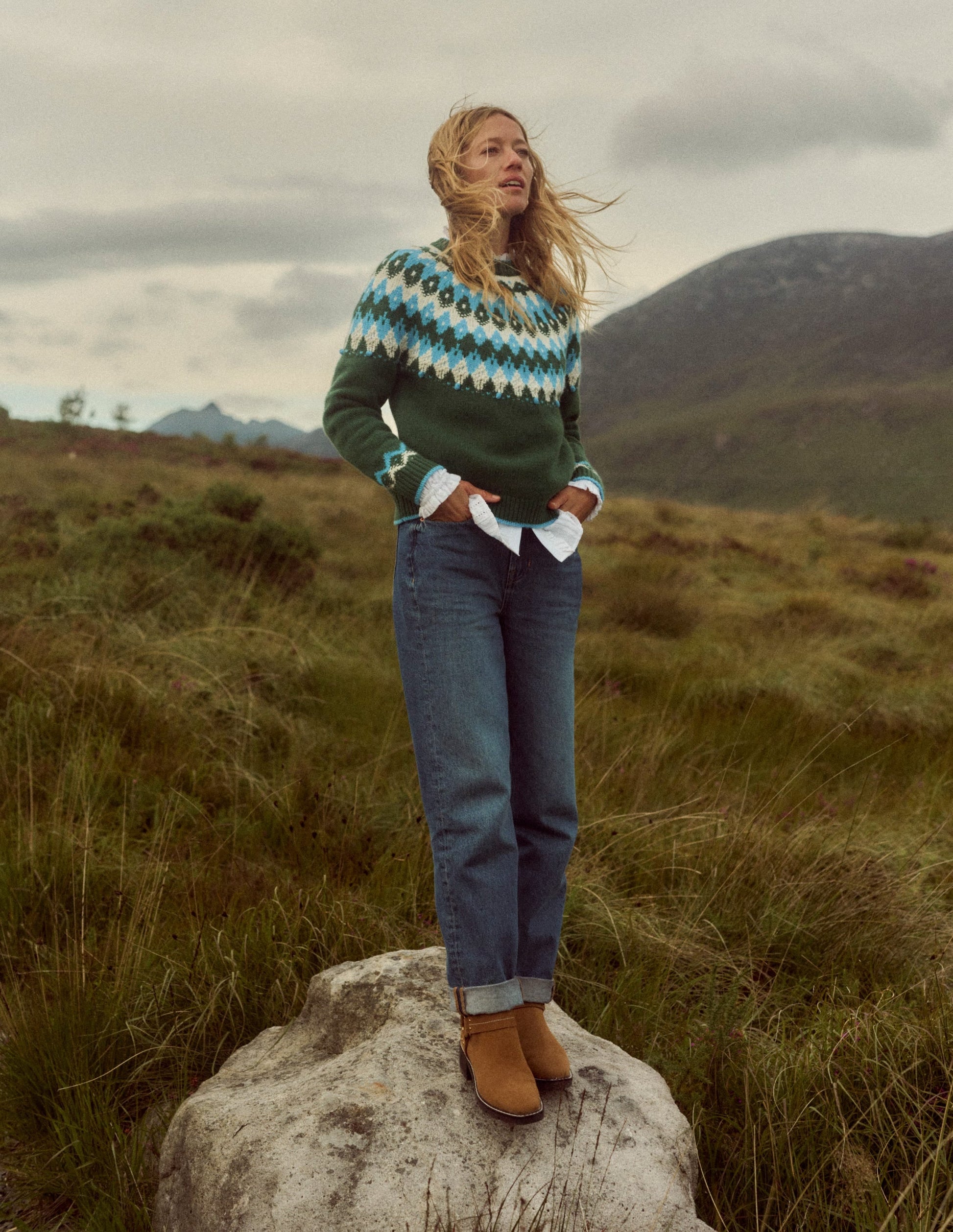 Eleanor Fair Isle Jumper-Pine Green-5
