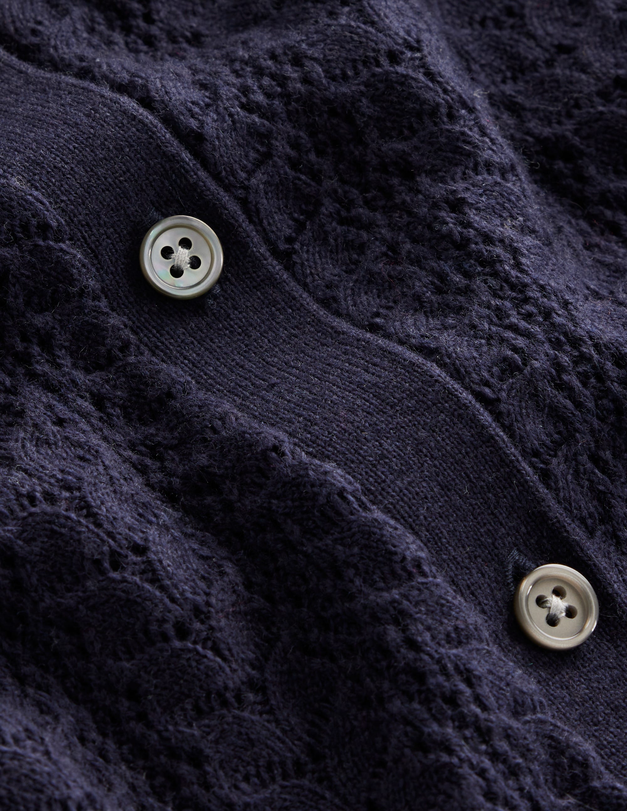 Tia Pointelle Frilled Cardigan-Navy - Image 6