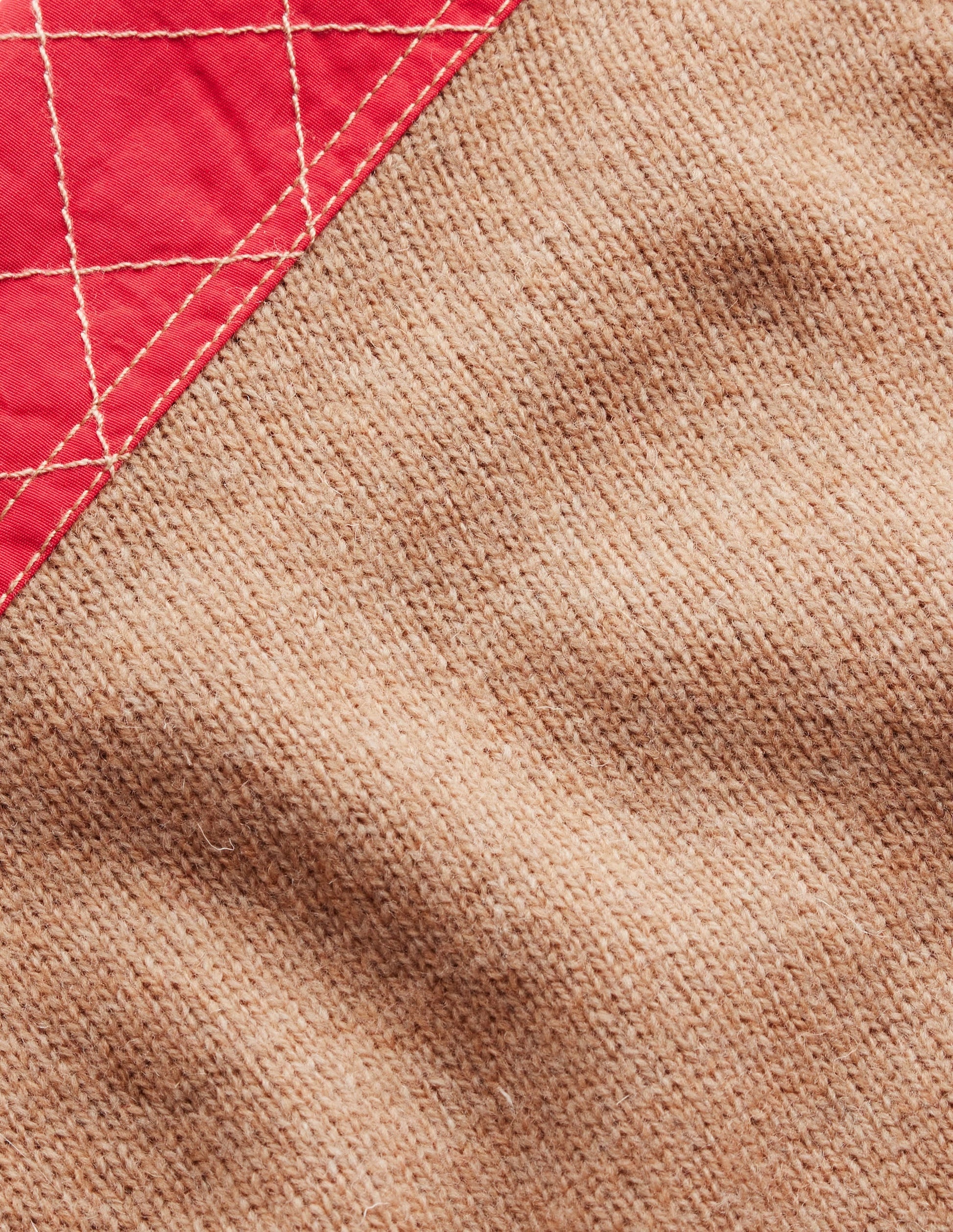Quilted Patch Jumper-Camel Melange-6