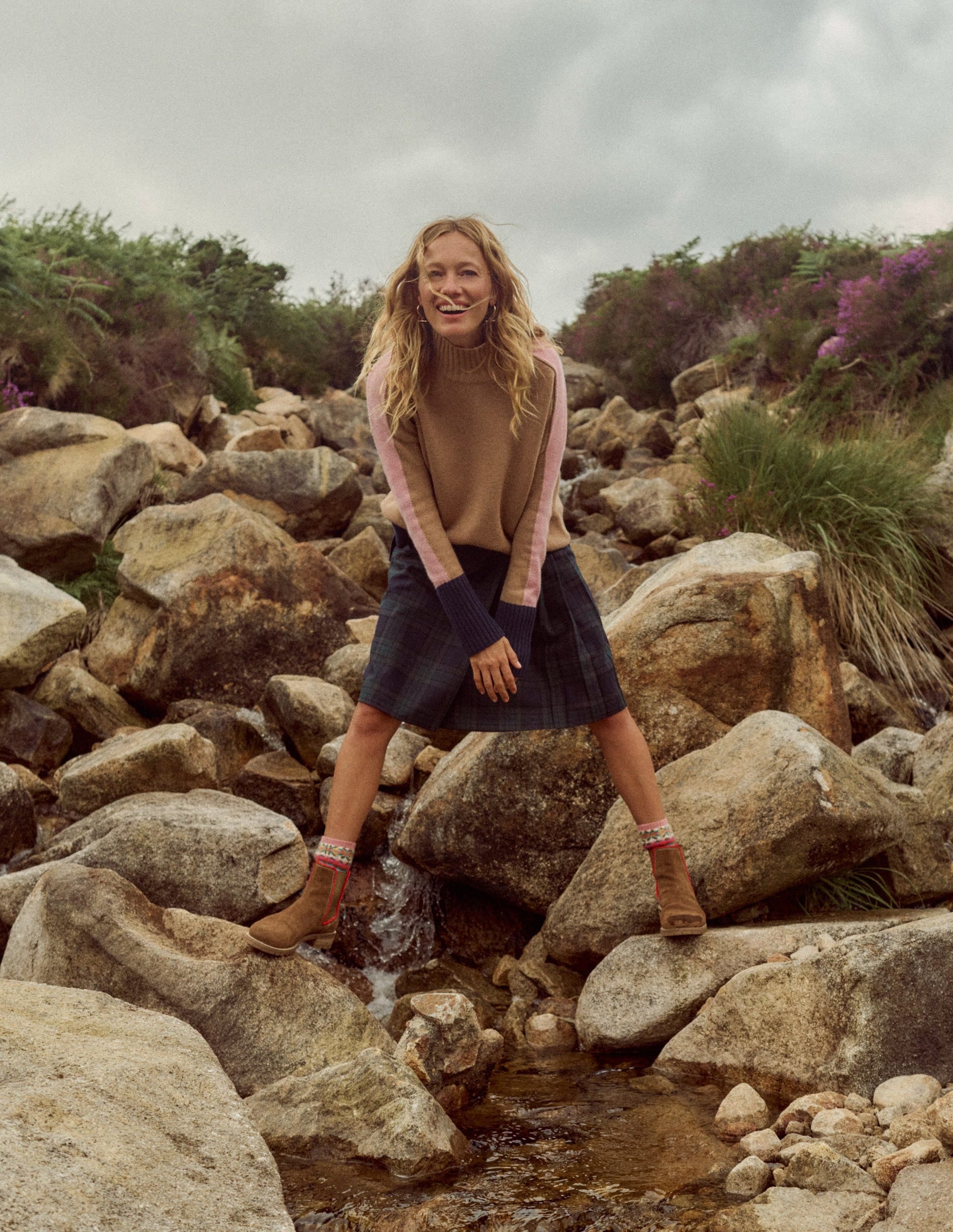 Jessica Oversized Jumper-Camel Melange, Colour Block-5