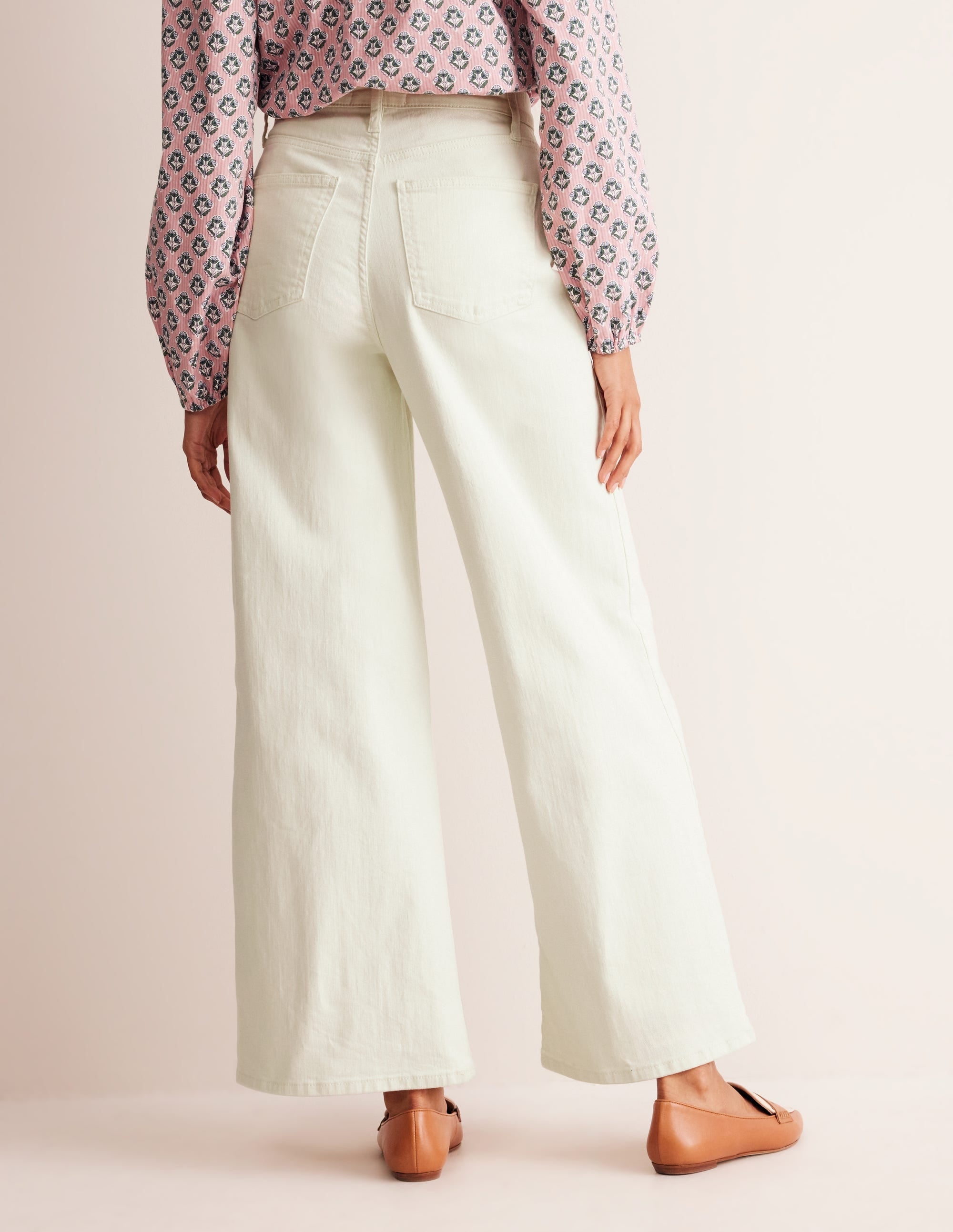 High Rise Wide Leg Jeans-Ecru - Image 3