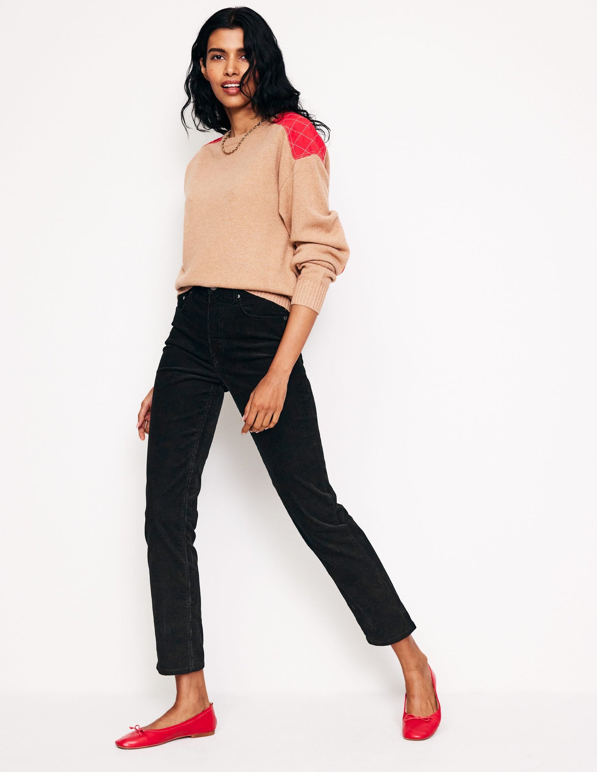5 Pocket Cord Slim Jeans-Black-1