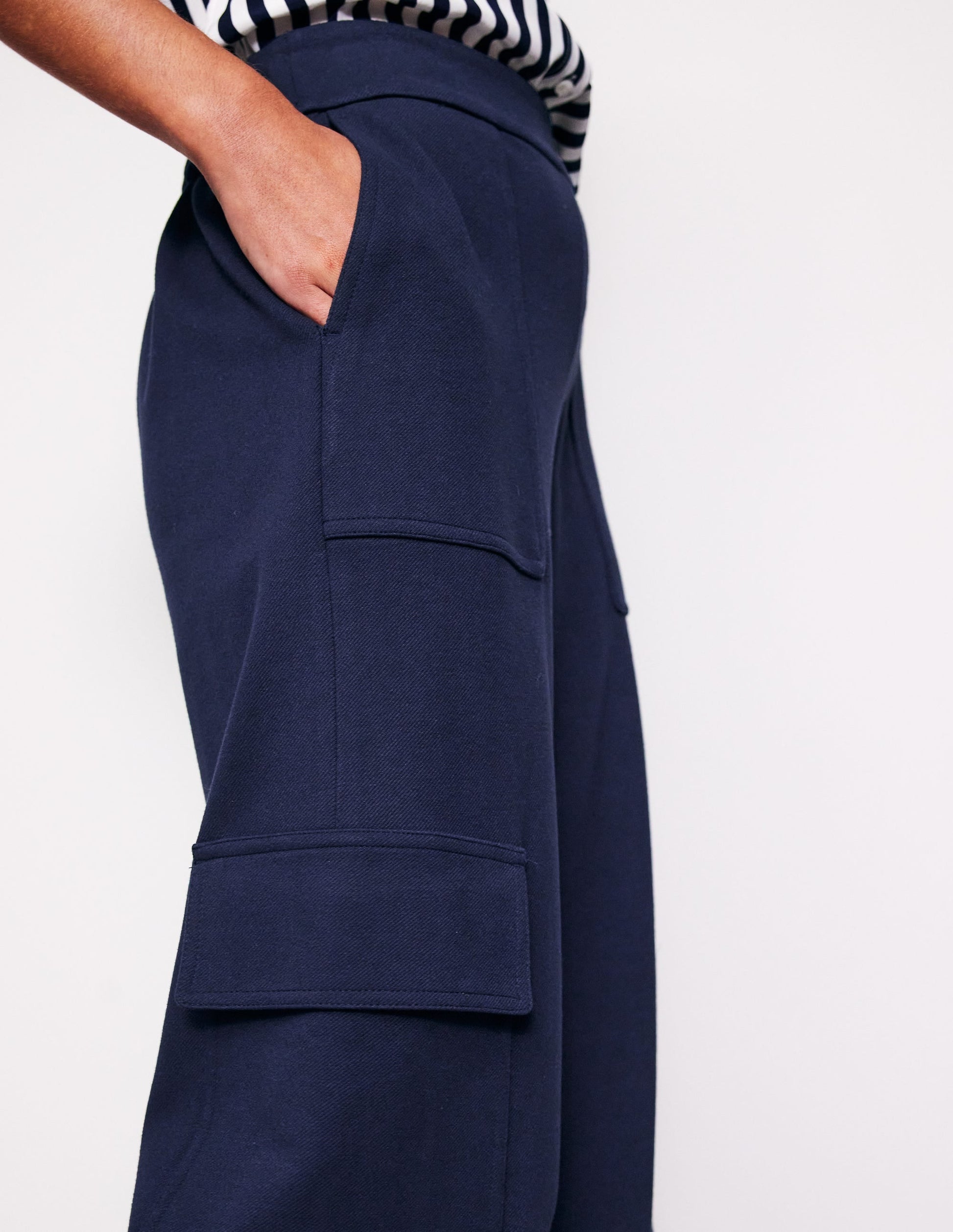 Ponte Twill Pull-on Trousers-Navy-2